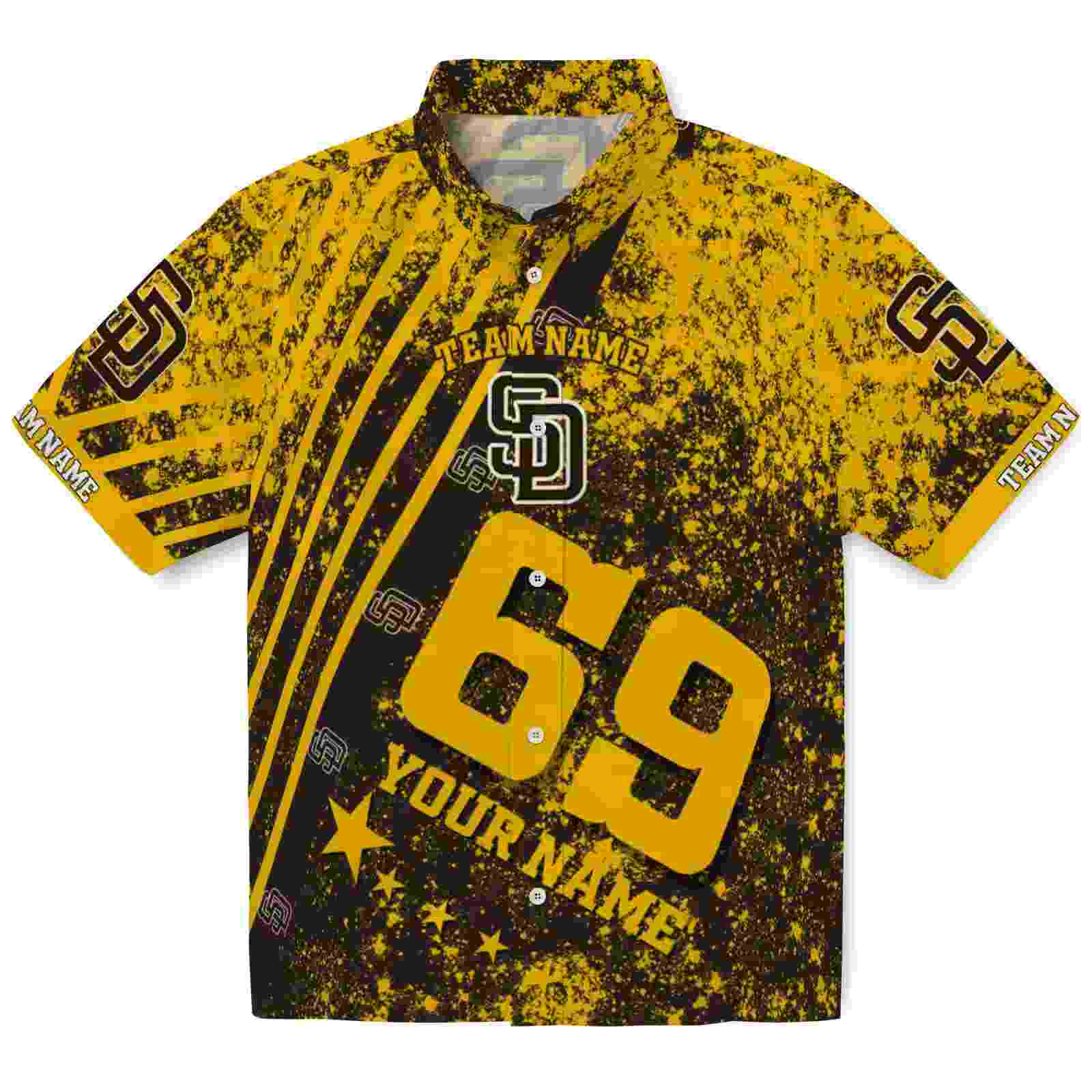 Personalized San Diego Padres Star Stripes Brown Hawaiian Shirt