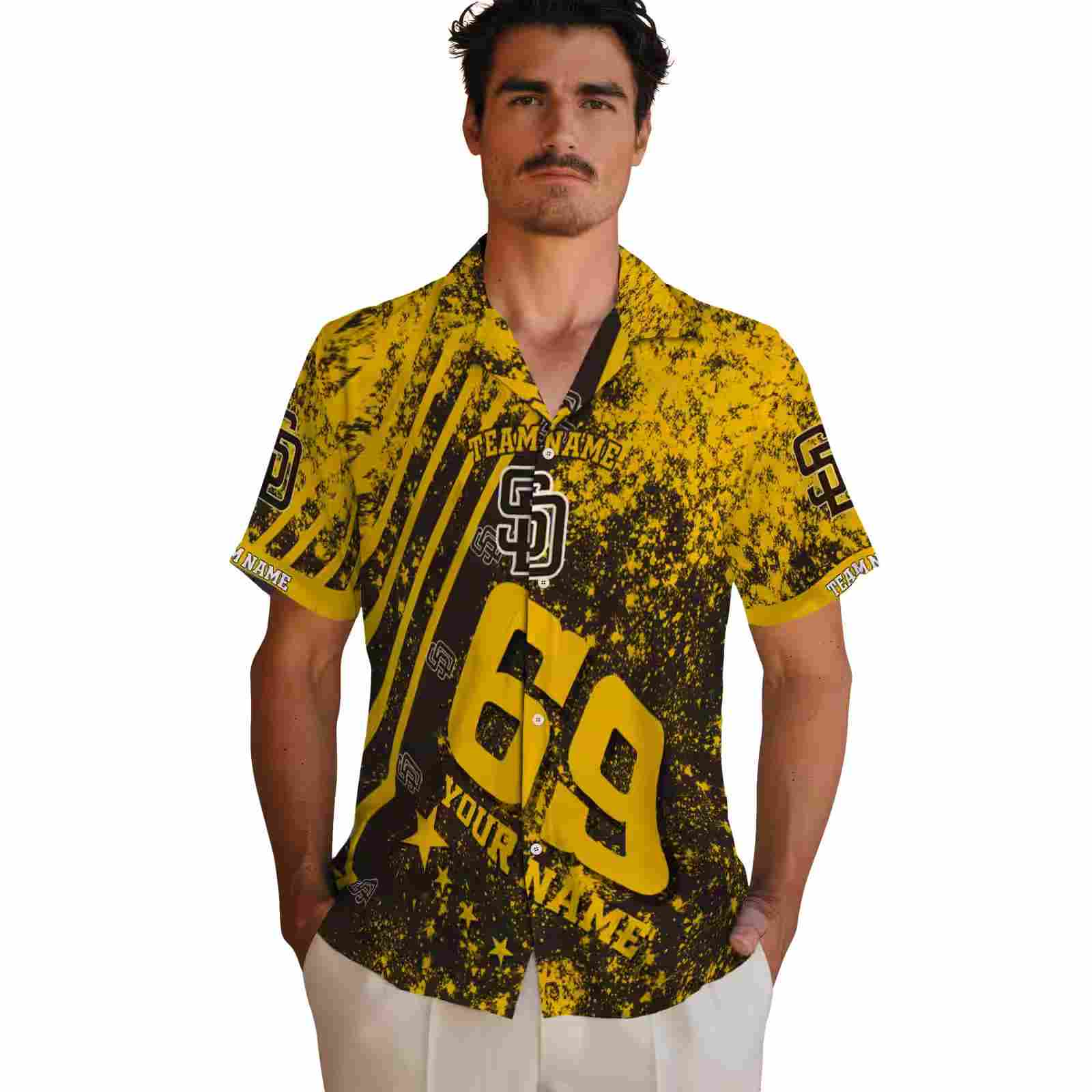 personalized san diego padres star stripes brown hawaiian shirt fashion forward