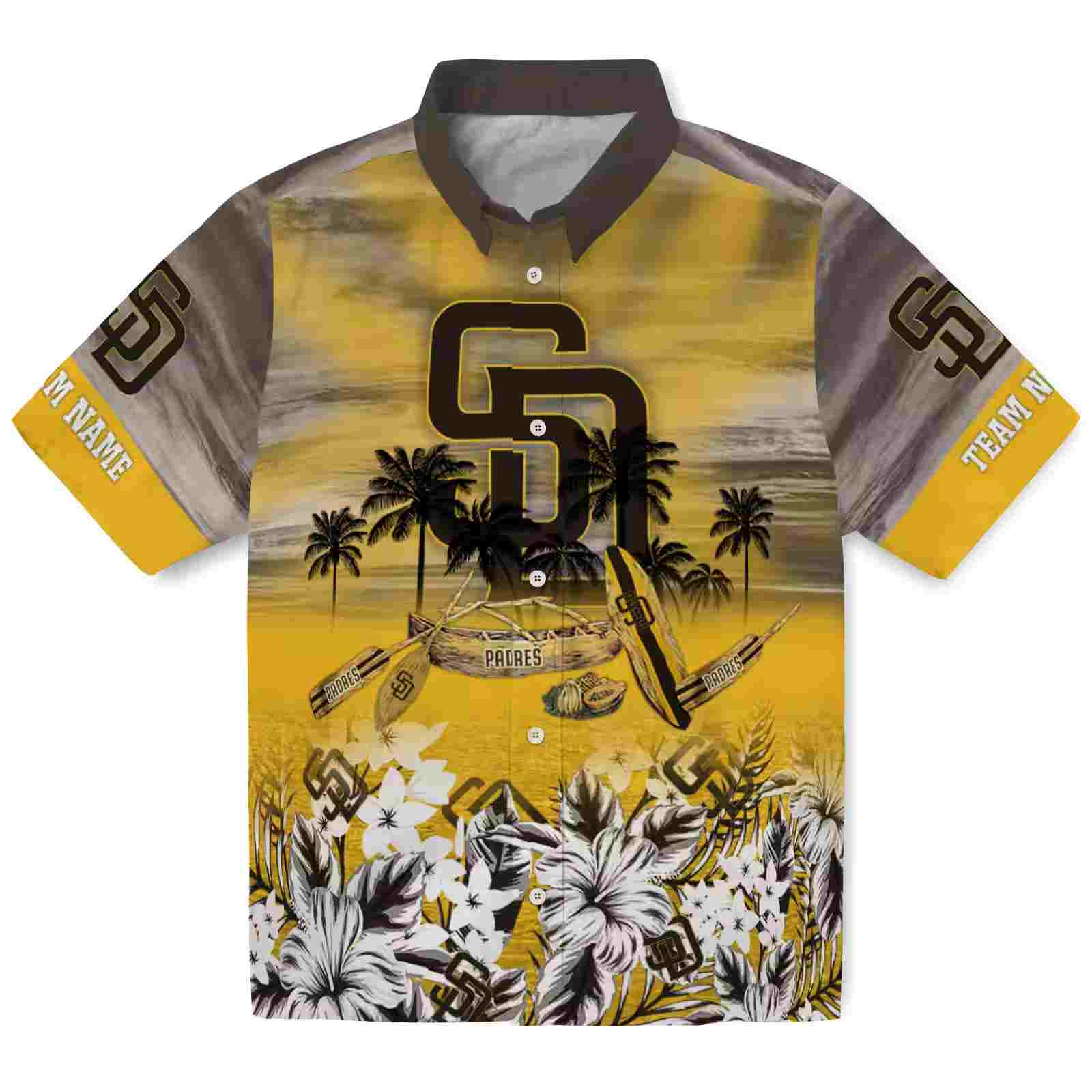 Personalized San Diego Padres Tropical Canoe Brown Hawaiian Shirt