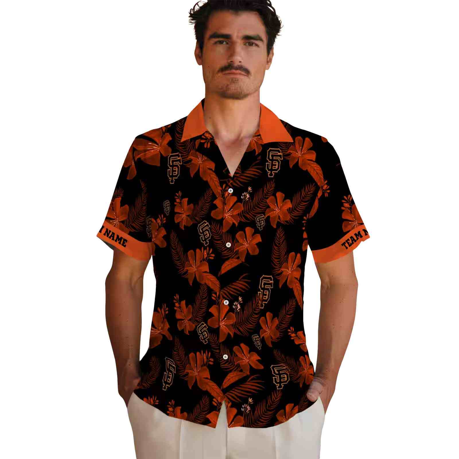 personalized san francisco giants botanical print black hawaiian shirt fashion forward