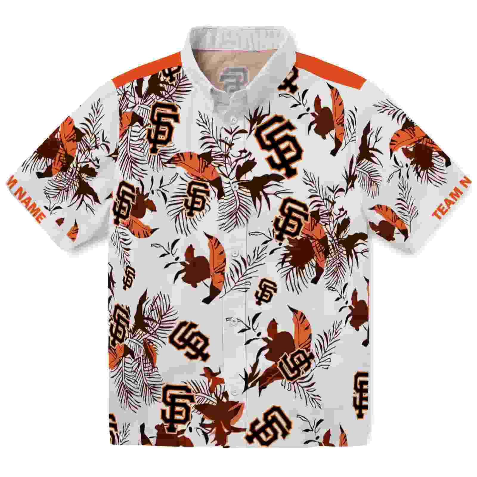 Personalized San Francisco Giants Botanical Theme Orange White Hawaiian Shirt