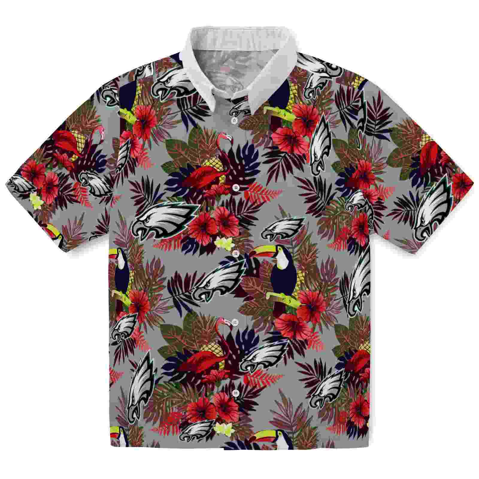 philadelphia eagles floral toucan green red hawaiian shirt best selling