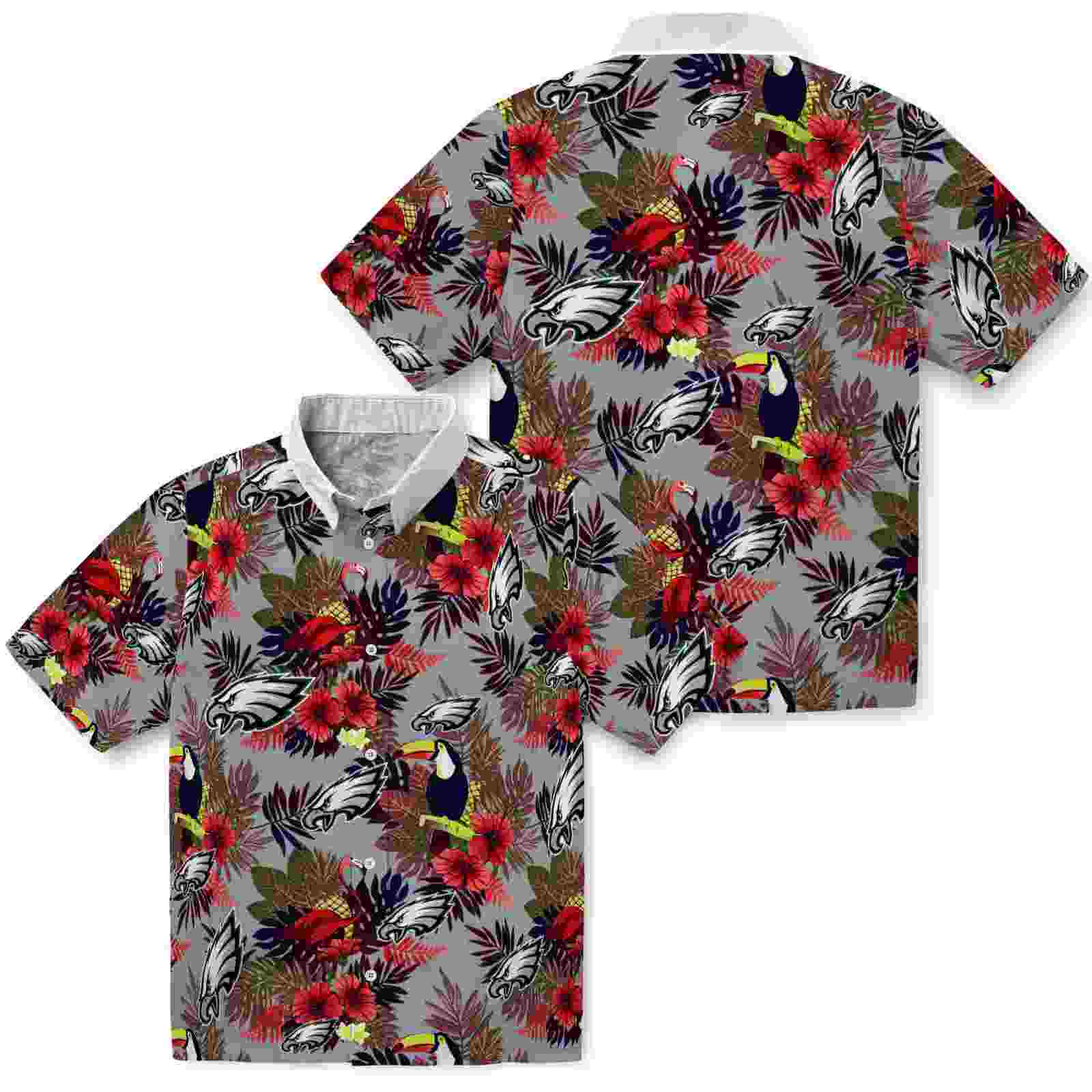 philadelphia eagles floral toucan green red hawaiian shirt high quality