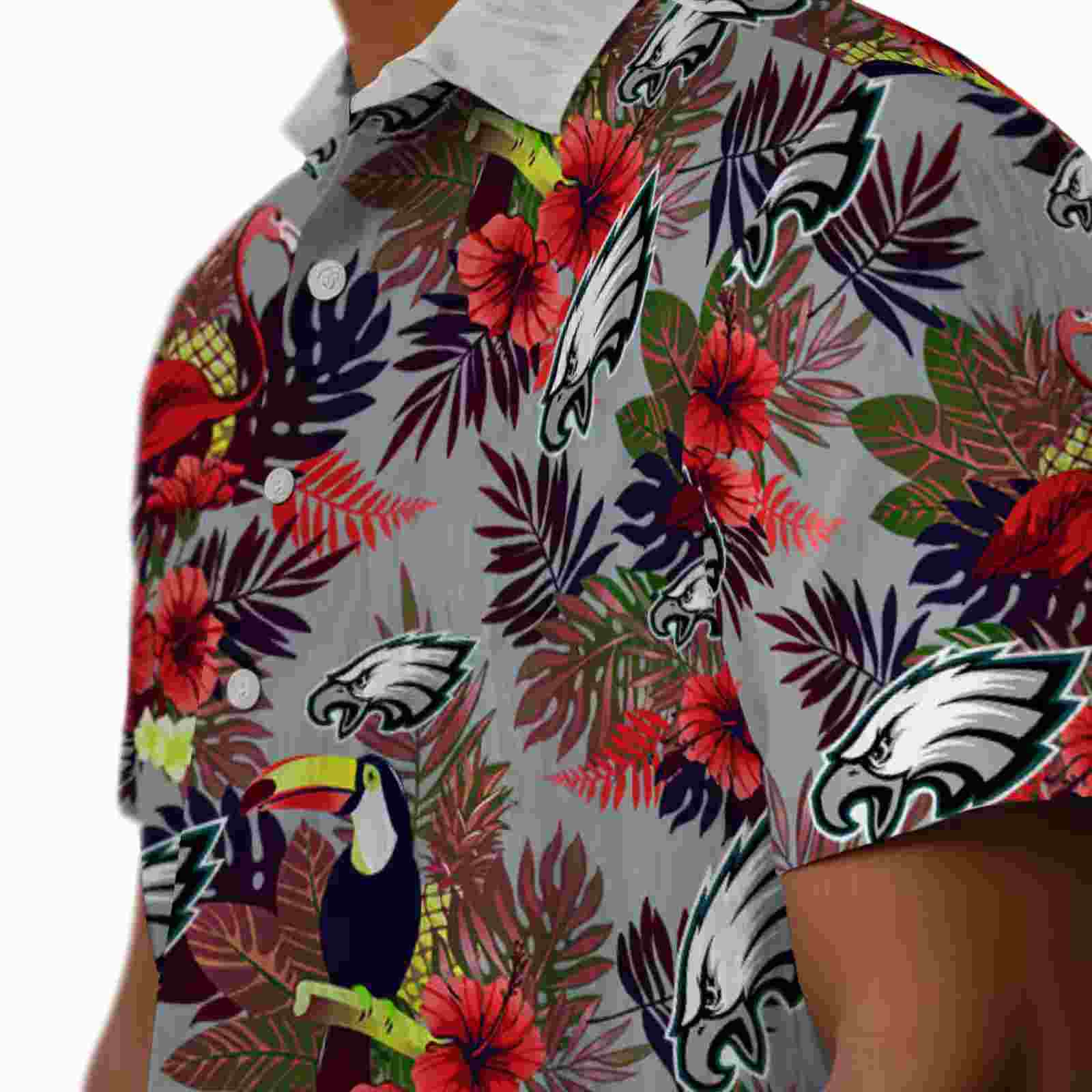 philadelphia eagles floral toucan green red hawaiian shirt trendy