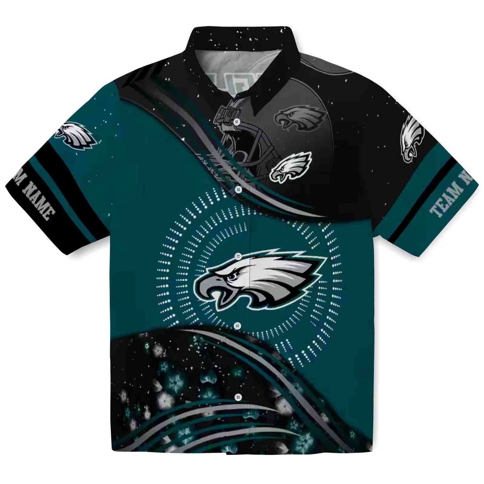 Philadelphia Eagles Football Wave Green Black Hawaiian Shirt