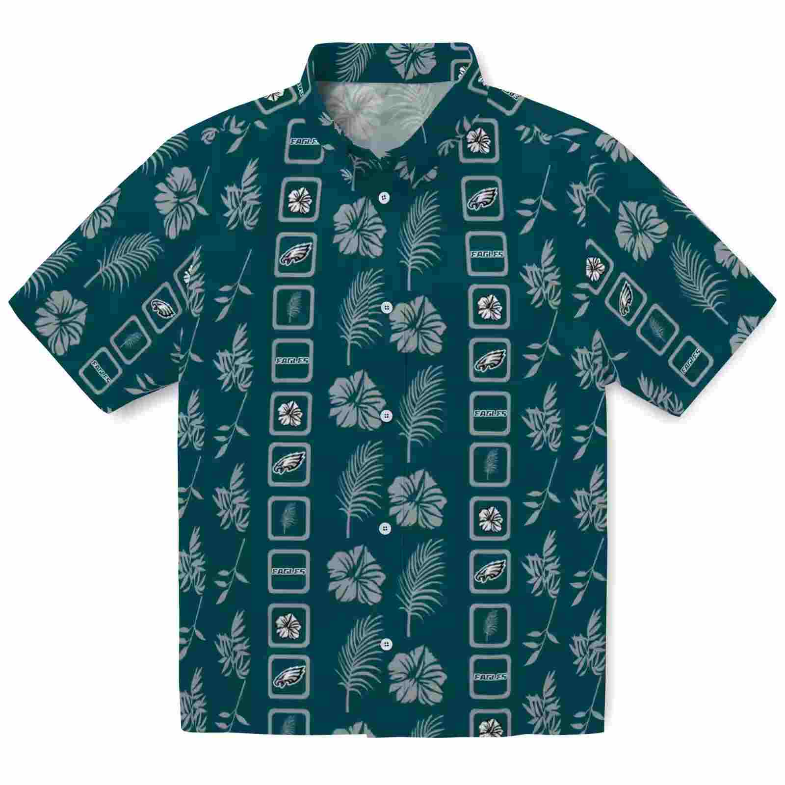 Philadelphia Eagles Framed Floral Green Hawaiian Shirt