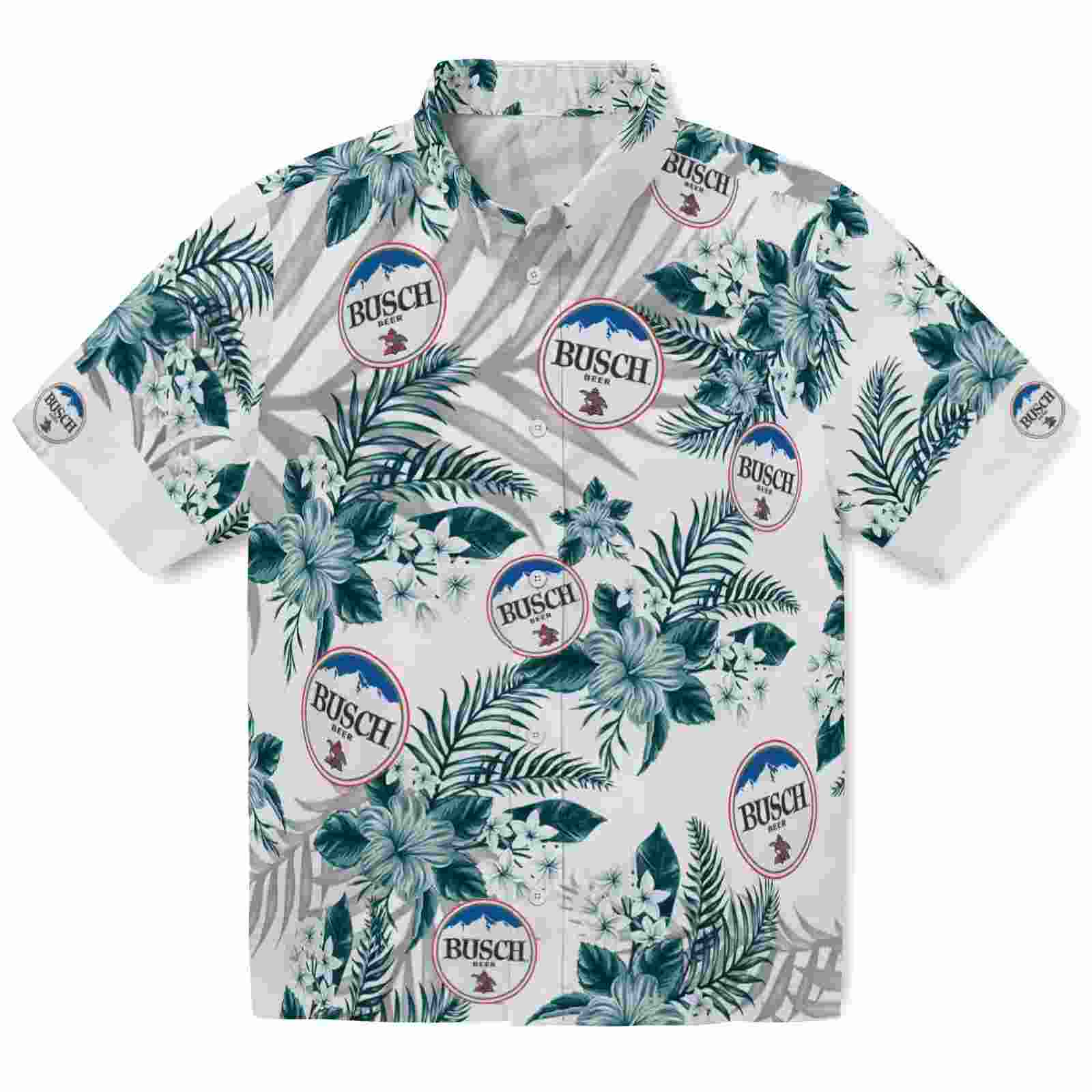 Philadelphia Eagles Hibiscus Palm Leaves Green White Hawaiian Shirt