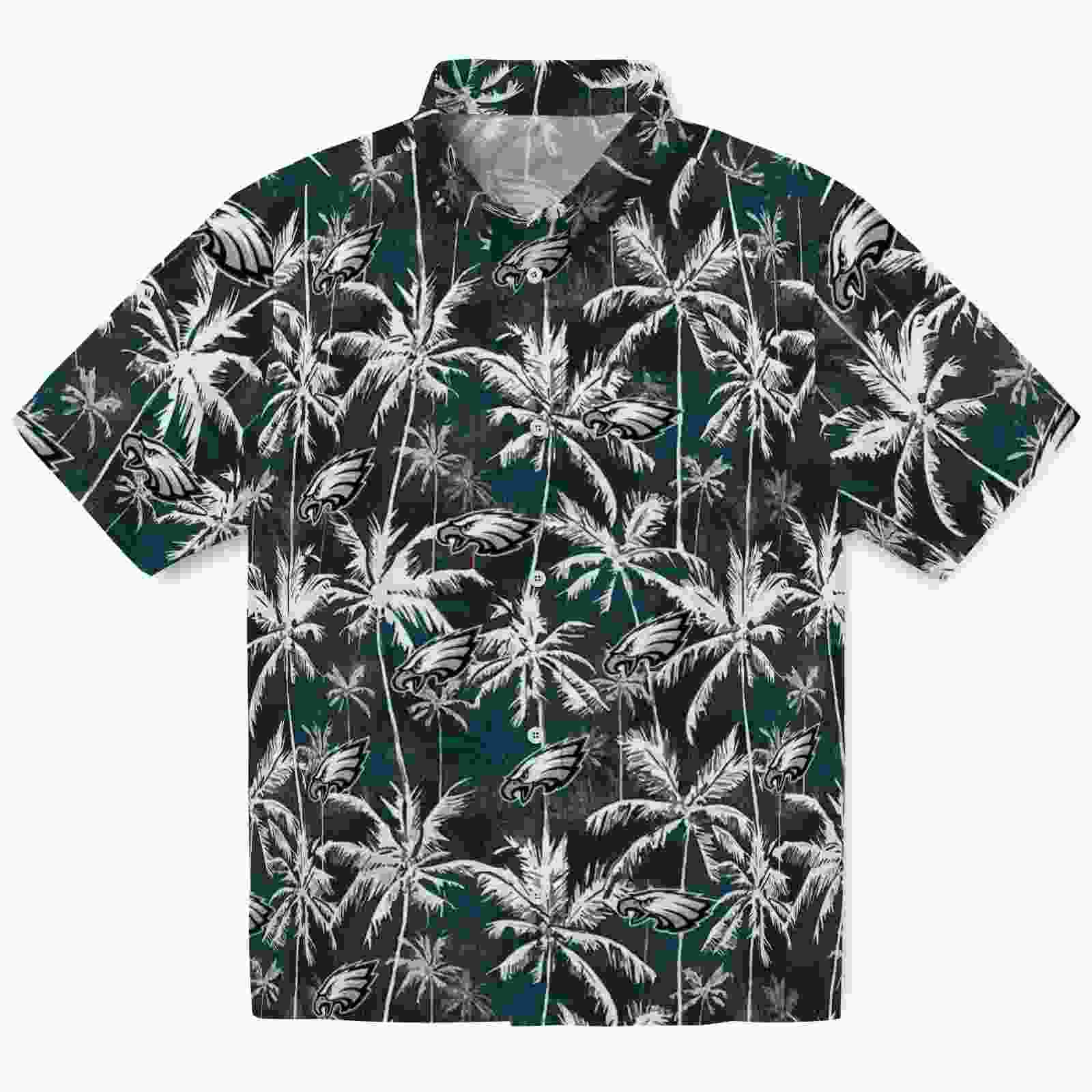 Philadelphia Eagles Palm Pattern Green Black Hawaiian Shirt