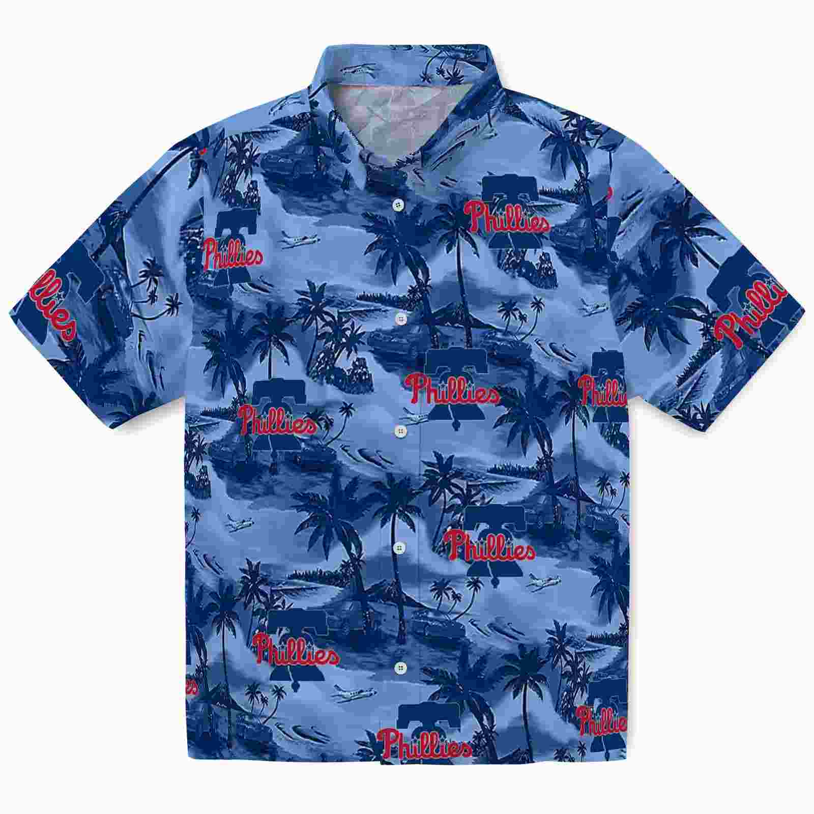 Philadelphia Phillies Coastal Palms Blue Hawaiian Shirt