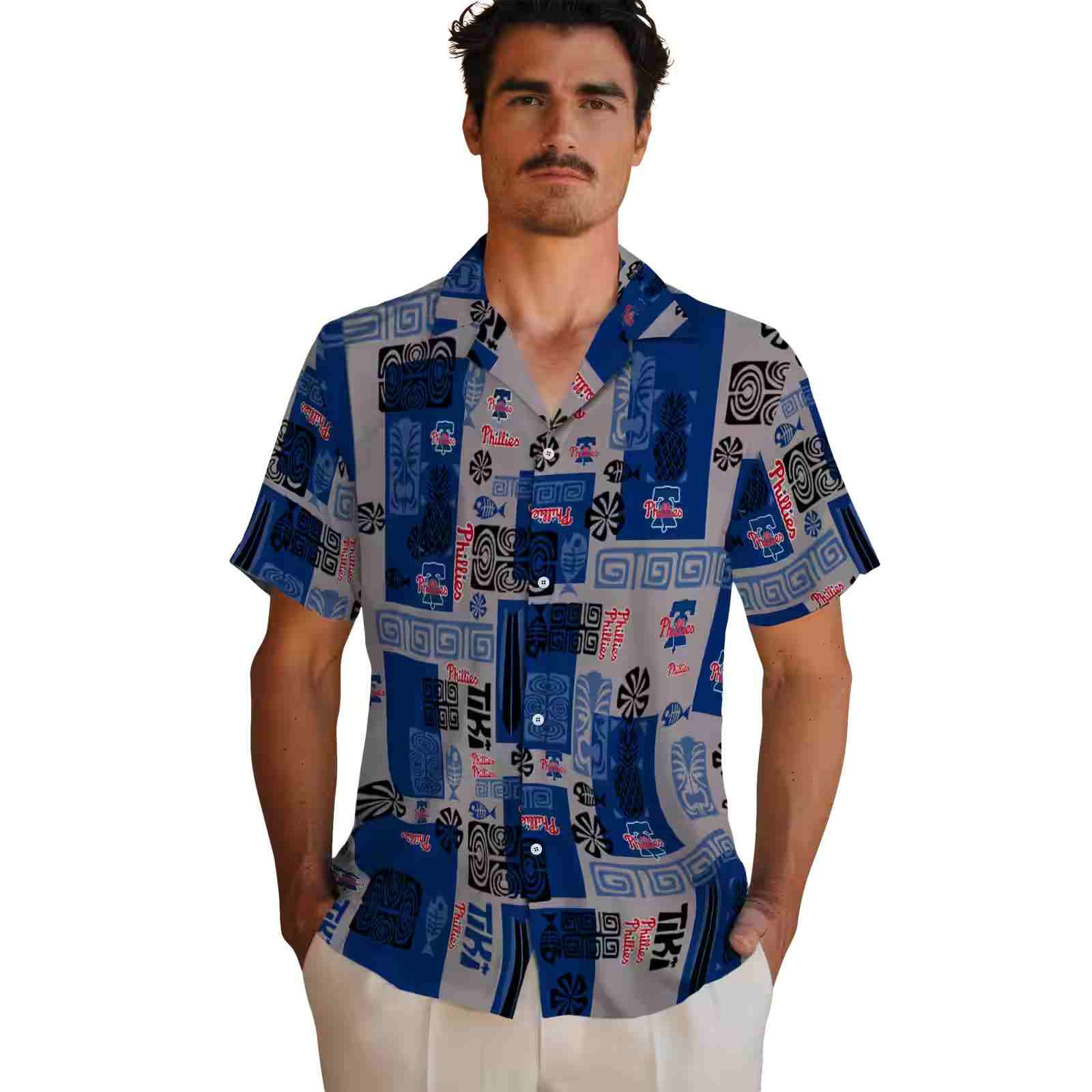 philadelphia phillies tribal symbols blue hawaiian shirt fashion forward