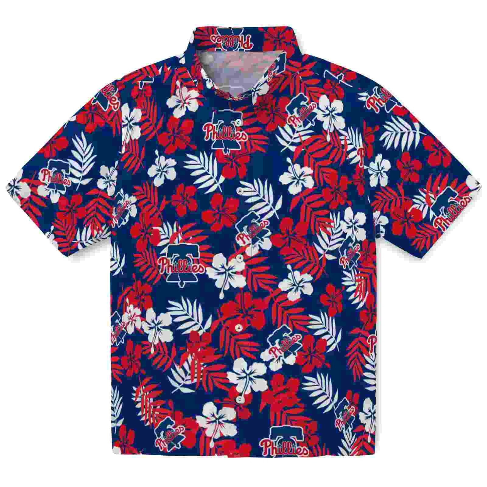 philadelphia phillies tropical floral blue hawaiian shirt best selling