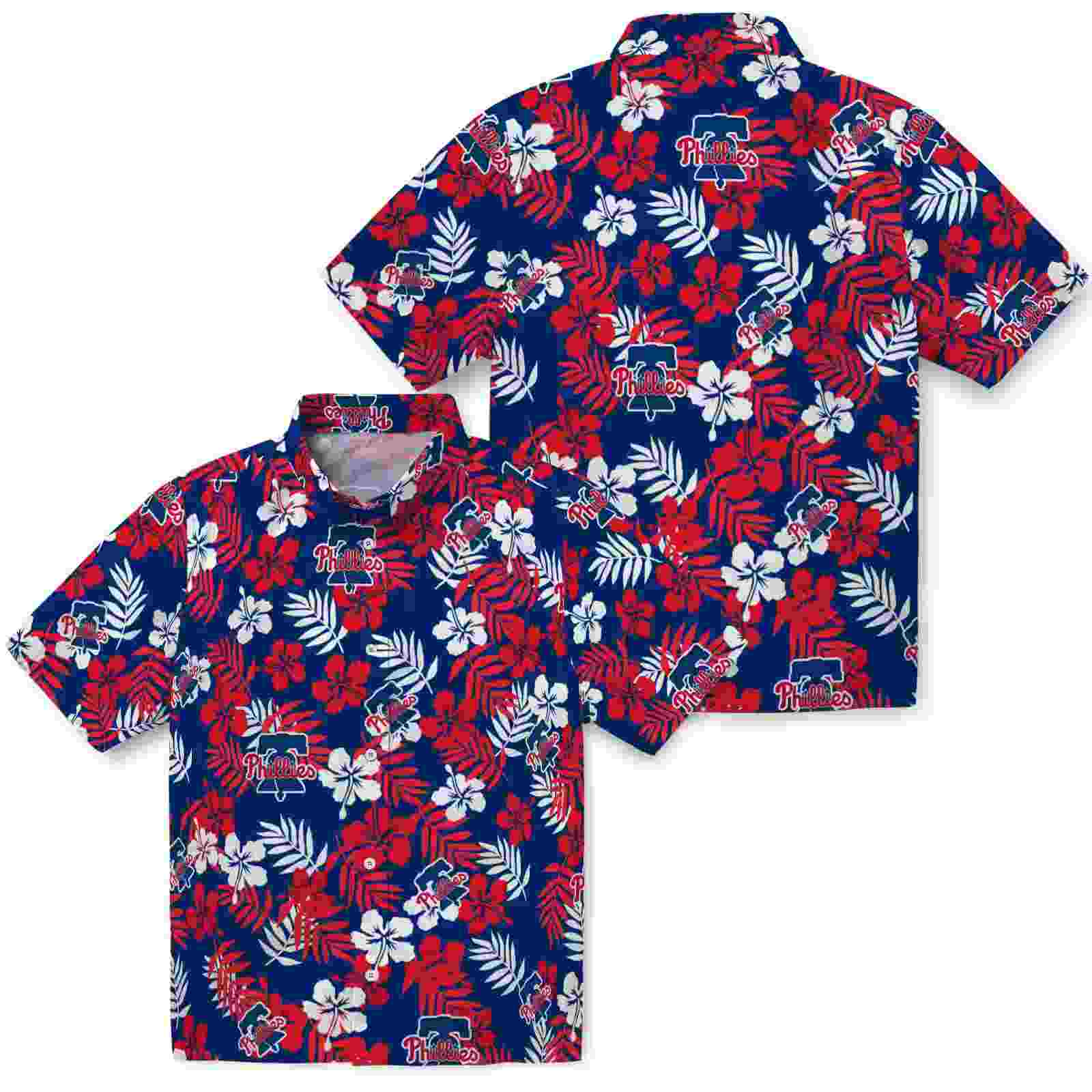 philadelphia phillies tropical floral blue hawaiian shirt high quality