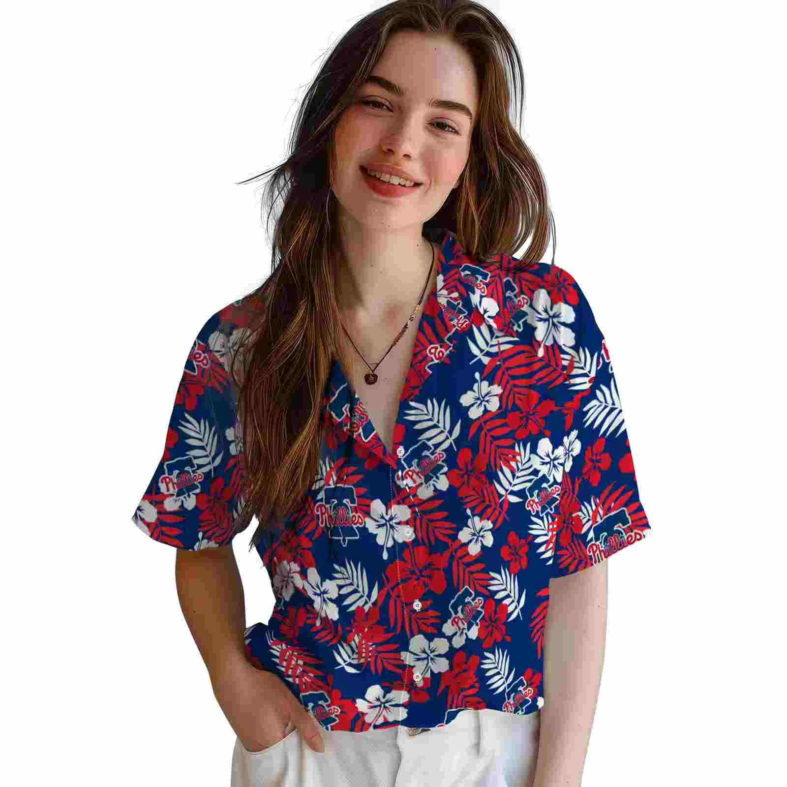 philadelphia phillies tropical floral blue hawaiian shirt latest model