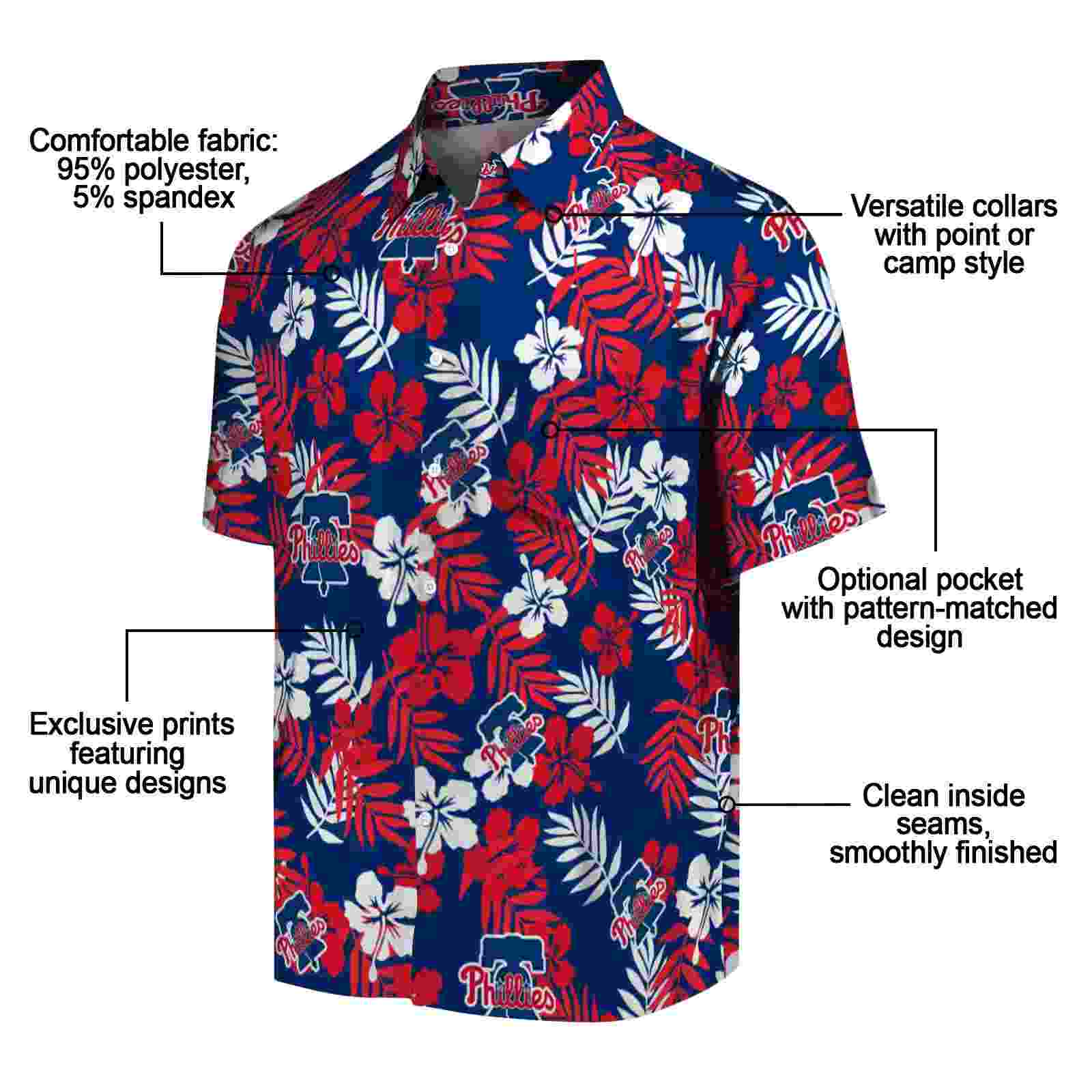 philadelphia phillies tropical floral blue hawaiian shirt new arrival