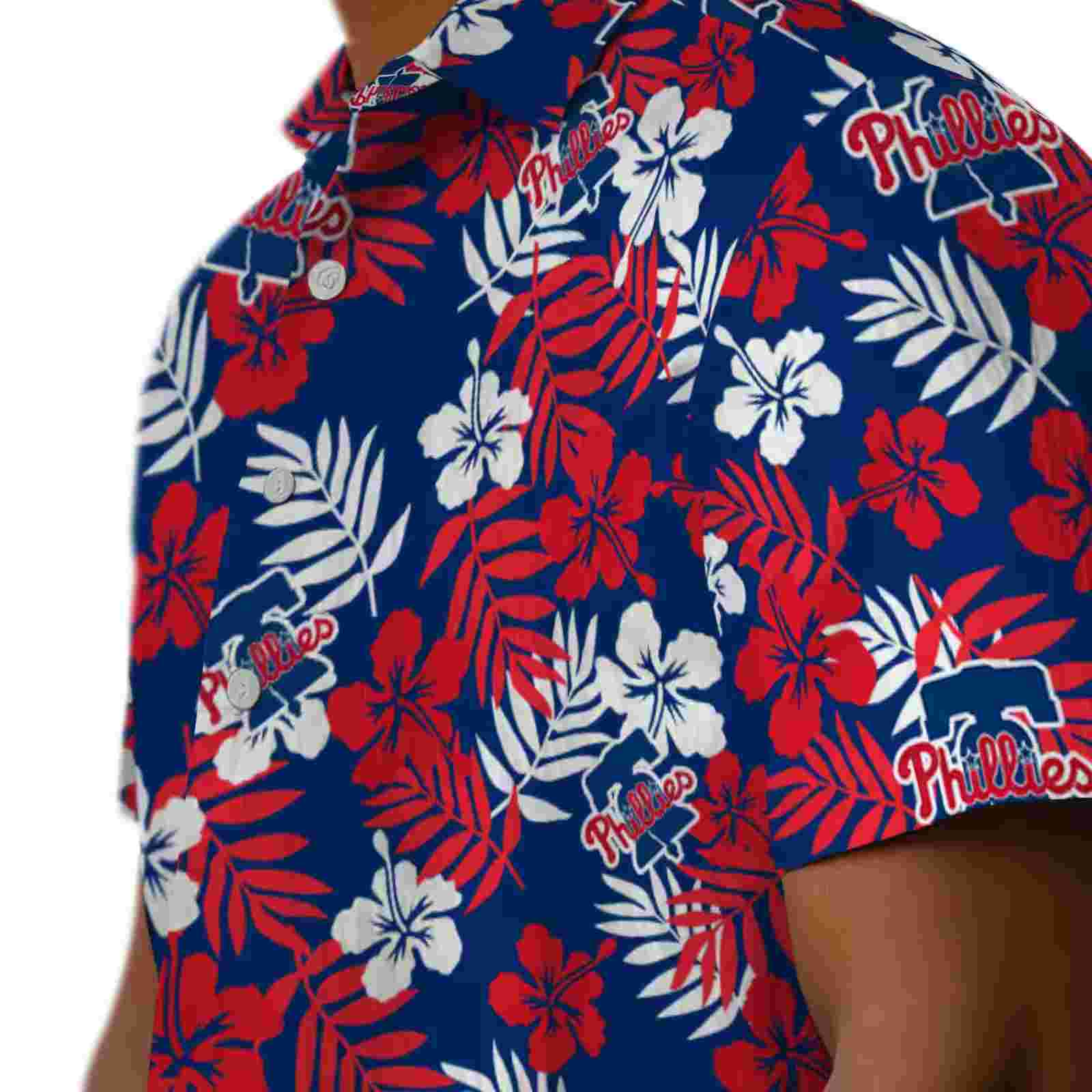 philadelphia phillies tropical floral blue hawaiian shirt trendy