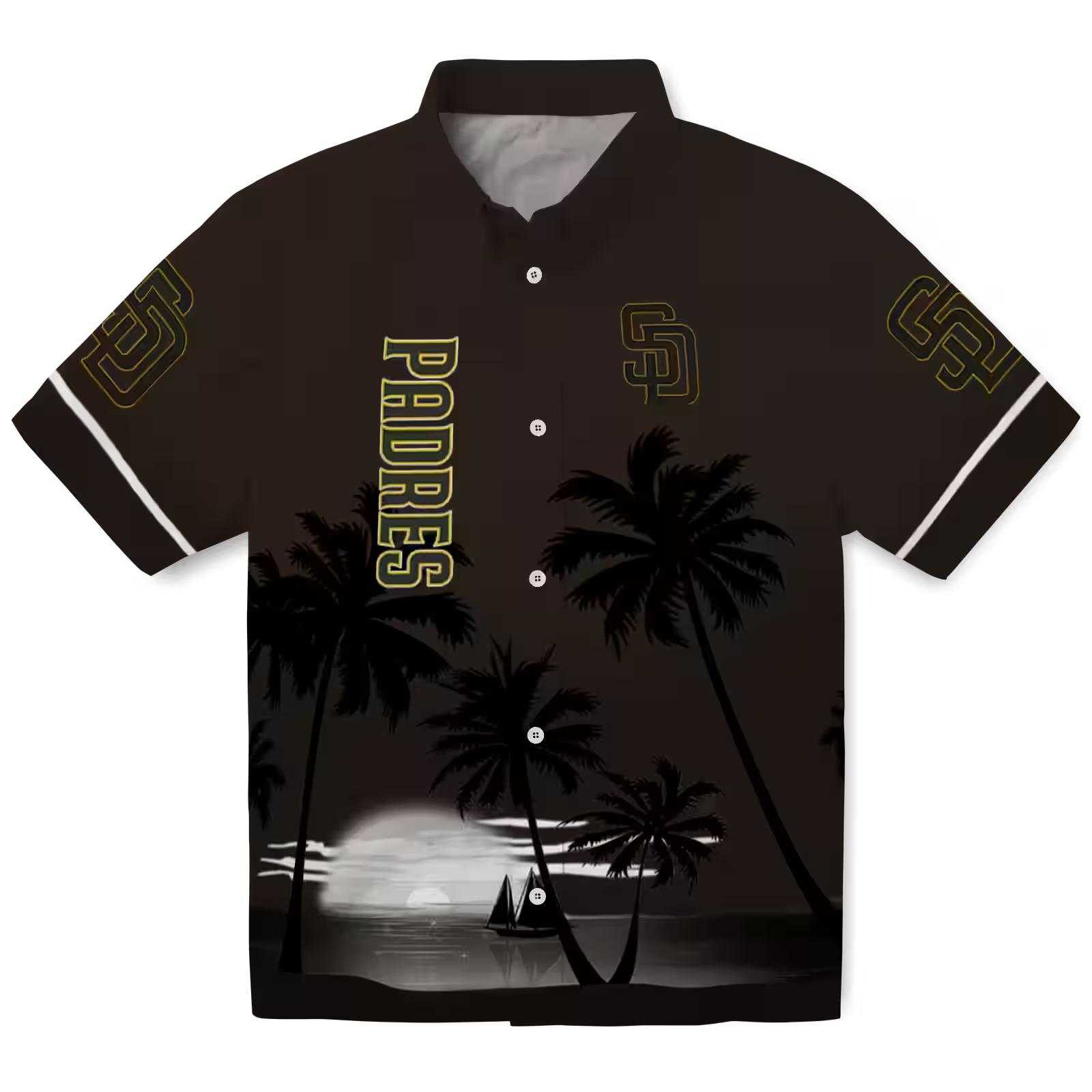 San Diego Padres Beach Sunset Brown Black Hawaiian Shirt