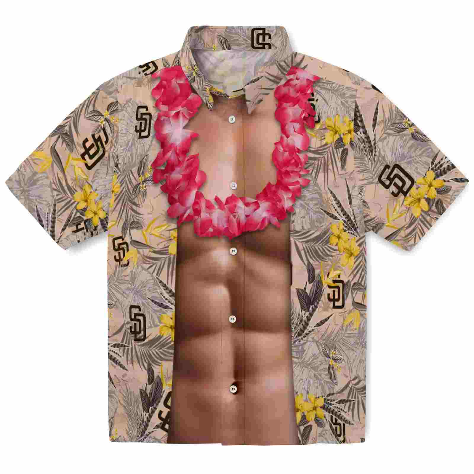 San Diego Padres Chest Illusion Brown Hawaiian Shirt