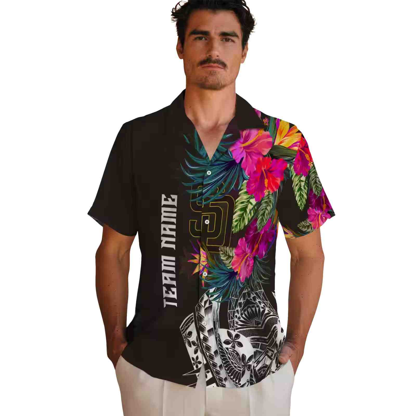 san diego padres floral polynesian brown hawaiian shirt fashion forward