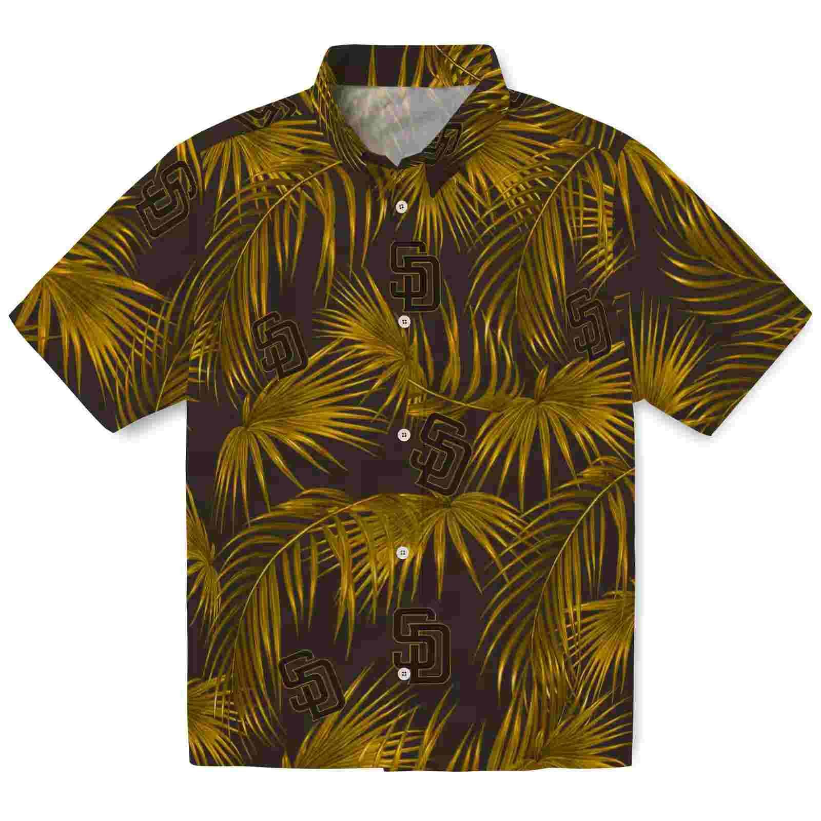 San Diego Padres Leafy Palms Brown Hawaiian Shirt