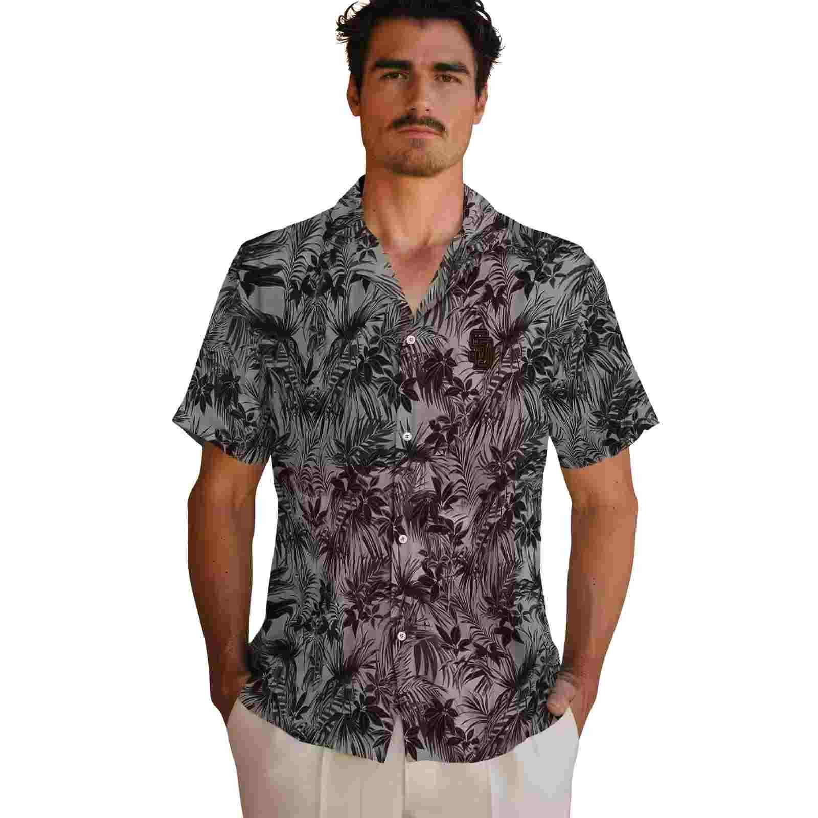 san diego padres leafy pattern brown hawaiian shirt fashion forward