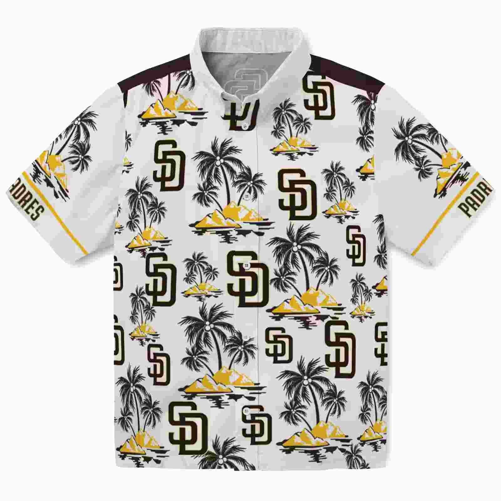 san diego padres palm island print brown white hawaiian shirt best selling