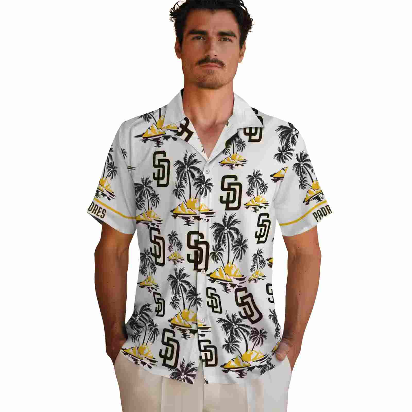 san diego padres palm island print brown white hawaiian shirt fashion forward