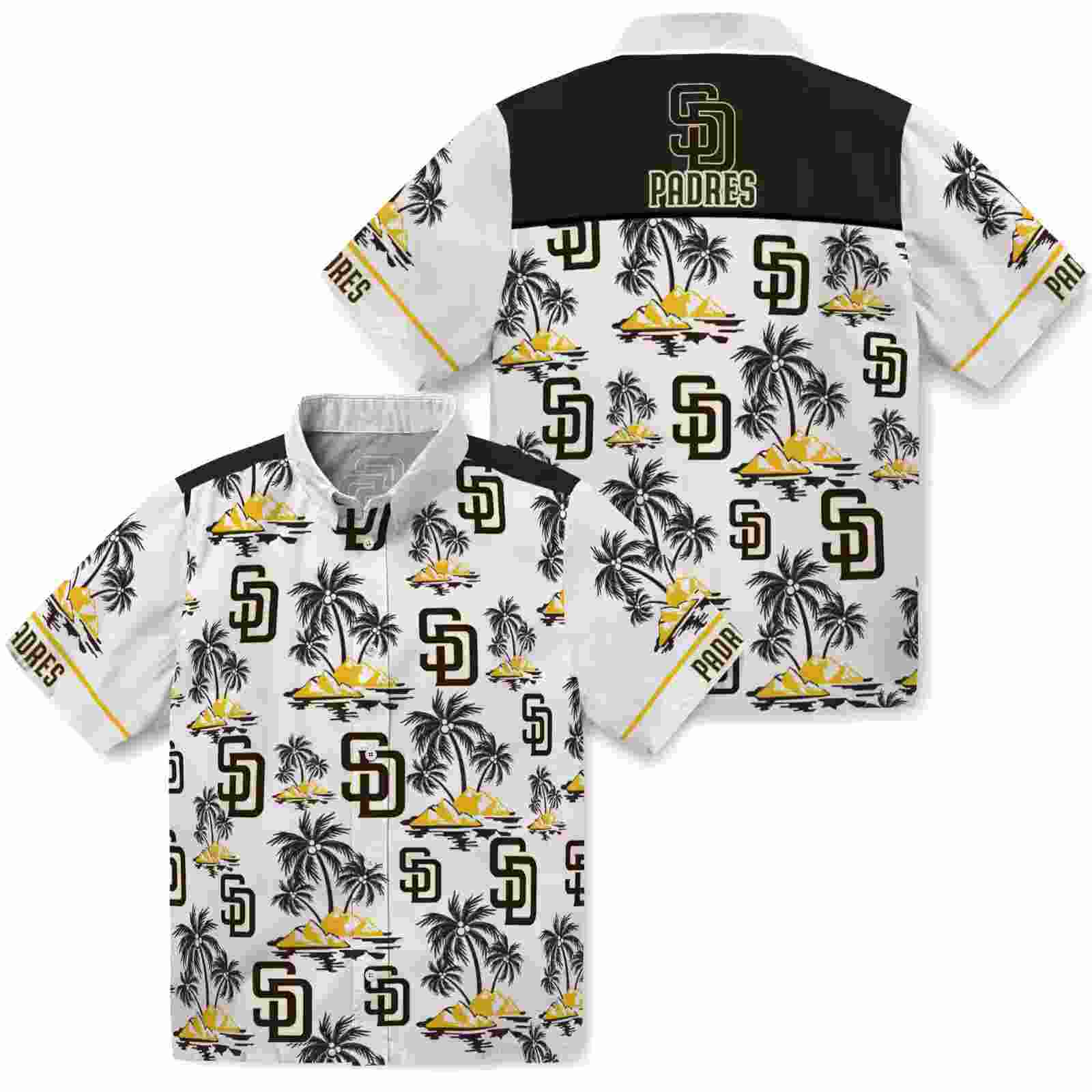 san diego padres palm island print brown white hawaiian shirt high quality