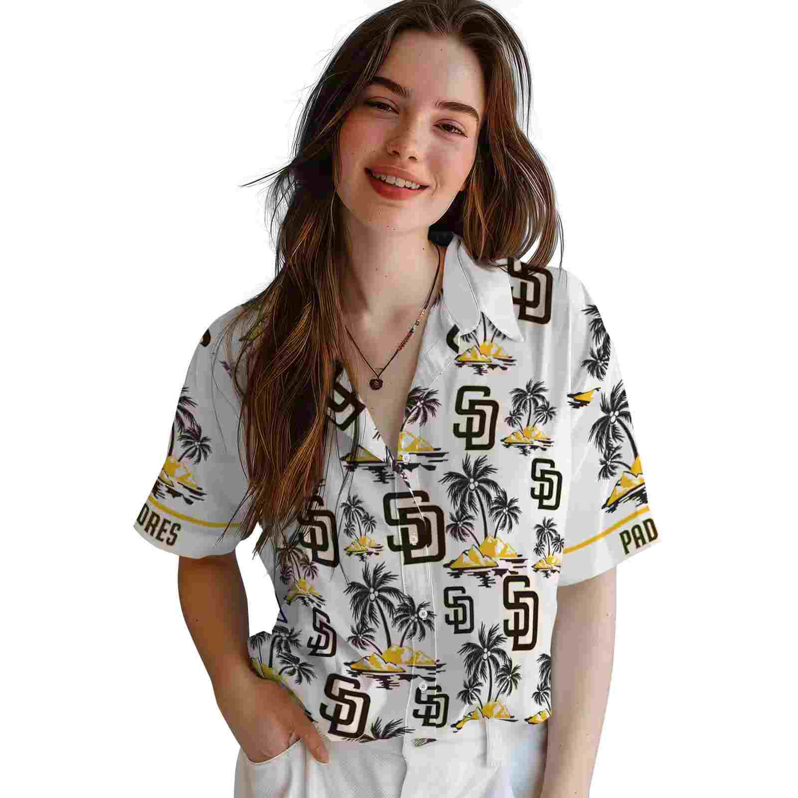 san diego padres palm island print brown white hawaiian shirt latest model