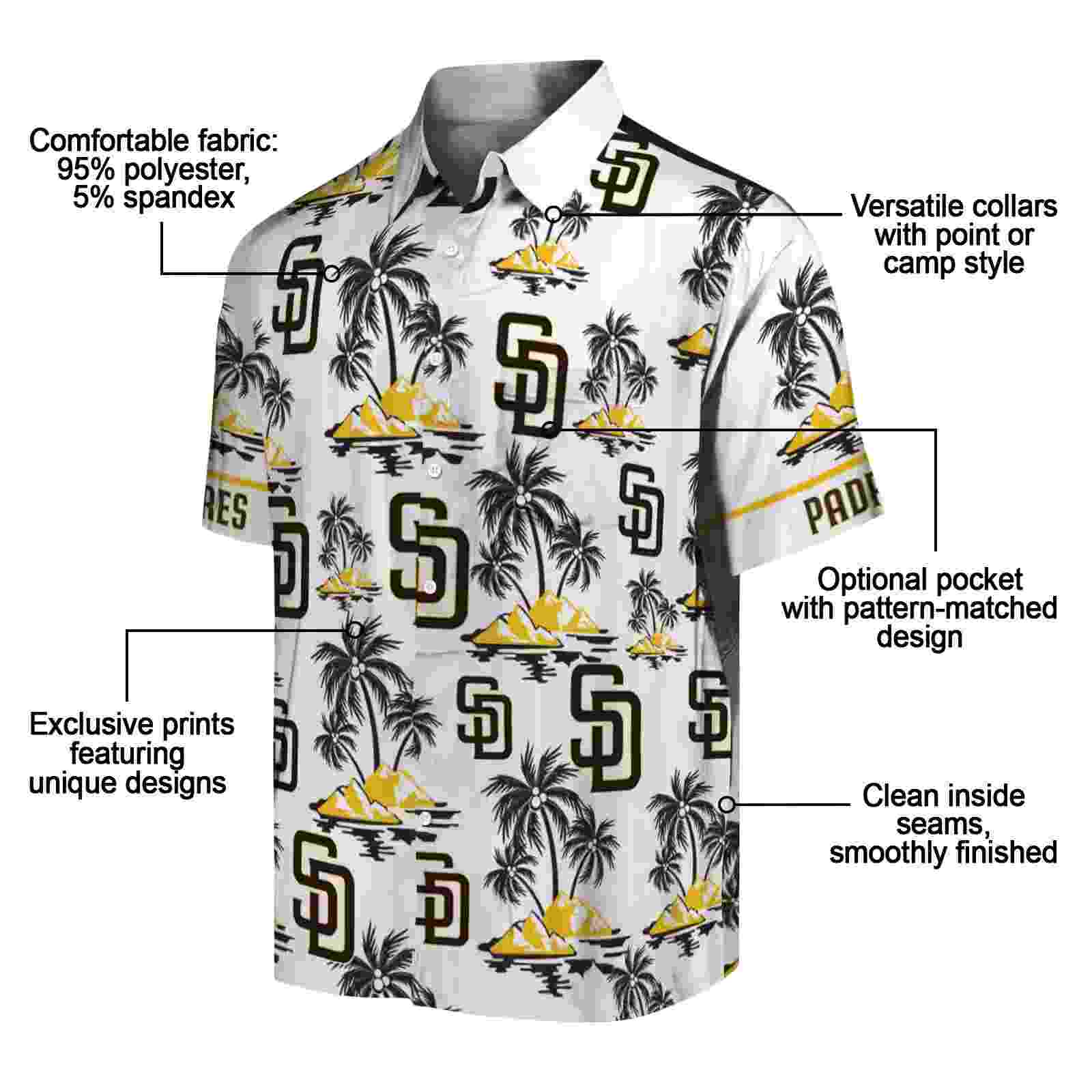 san diego padres palm island print brown white hawaiian shirt new arrival