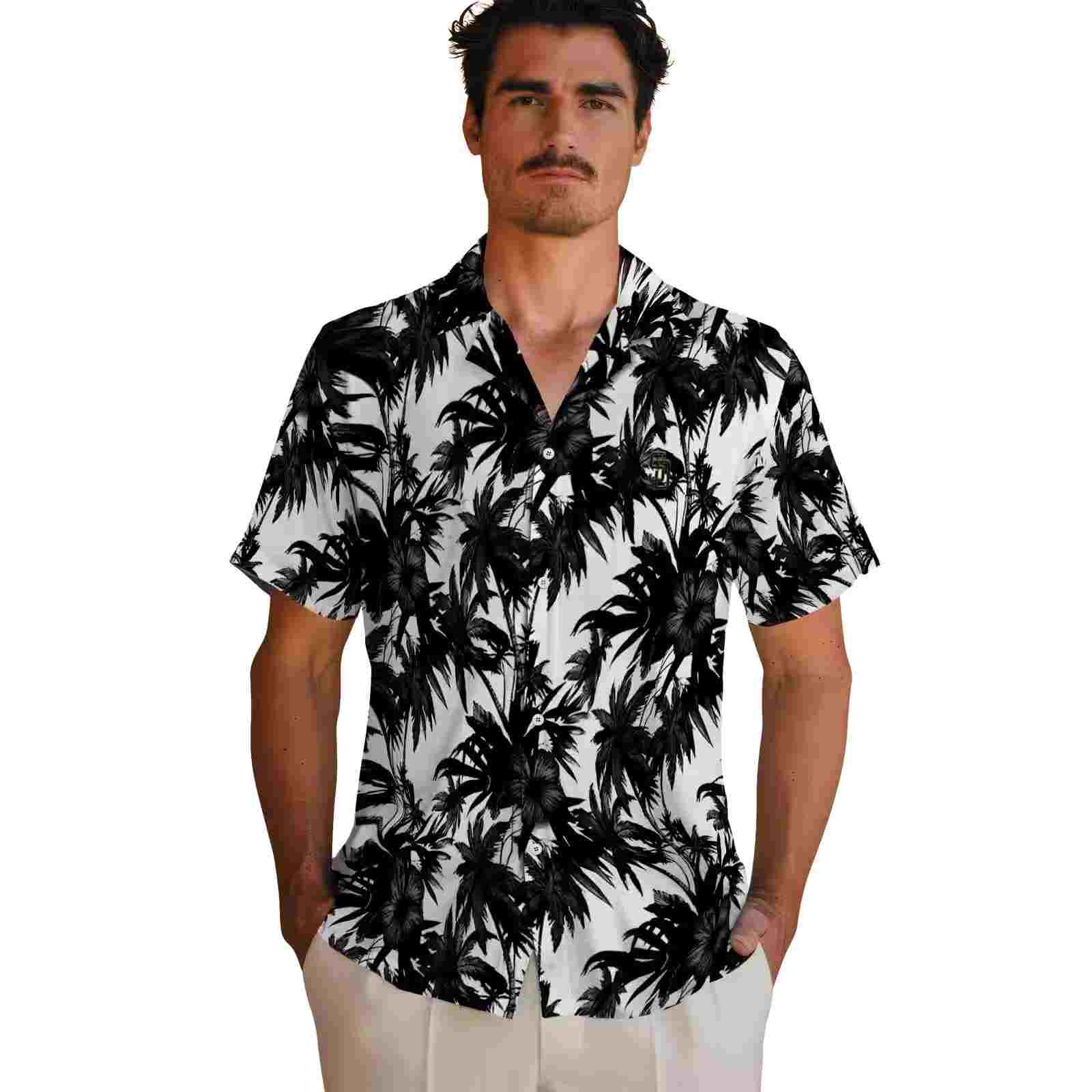 san diego padres palm motifs black white hawaiian shirt fashion forward