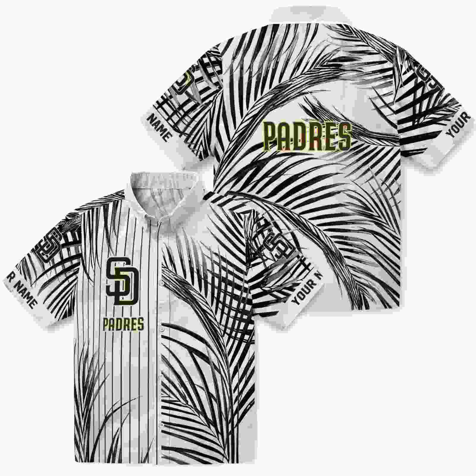 san diego padres palm stripes brown black white hawaiian shirt high quality