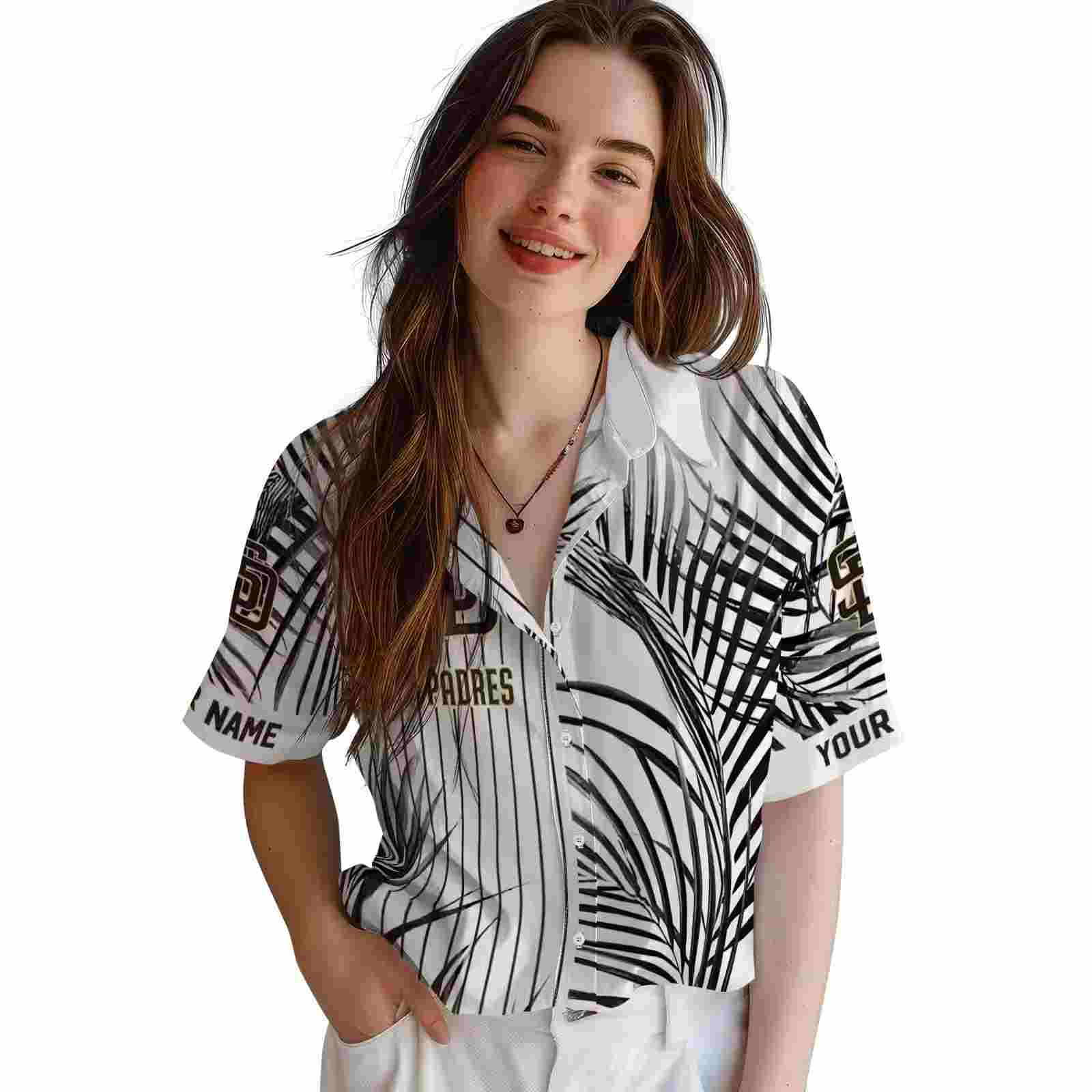 san diego padres palm stripes brown black white hawaiian shirt latest model