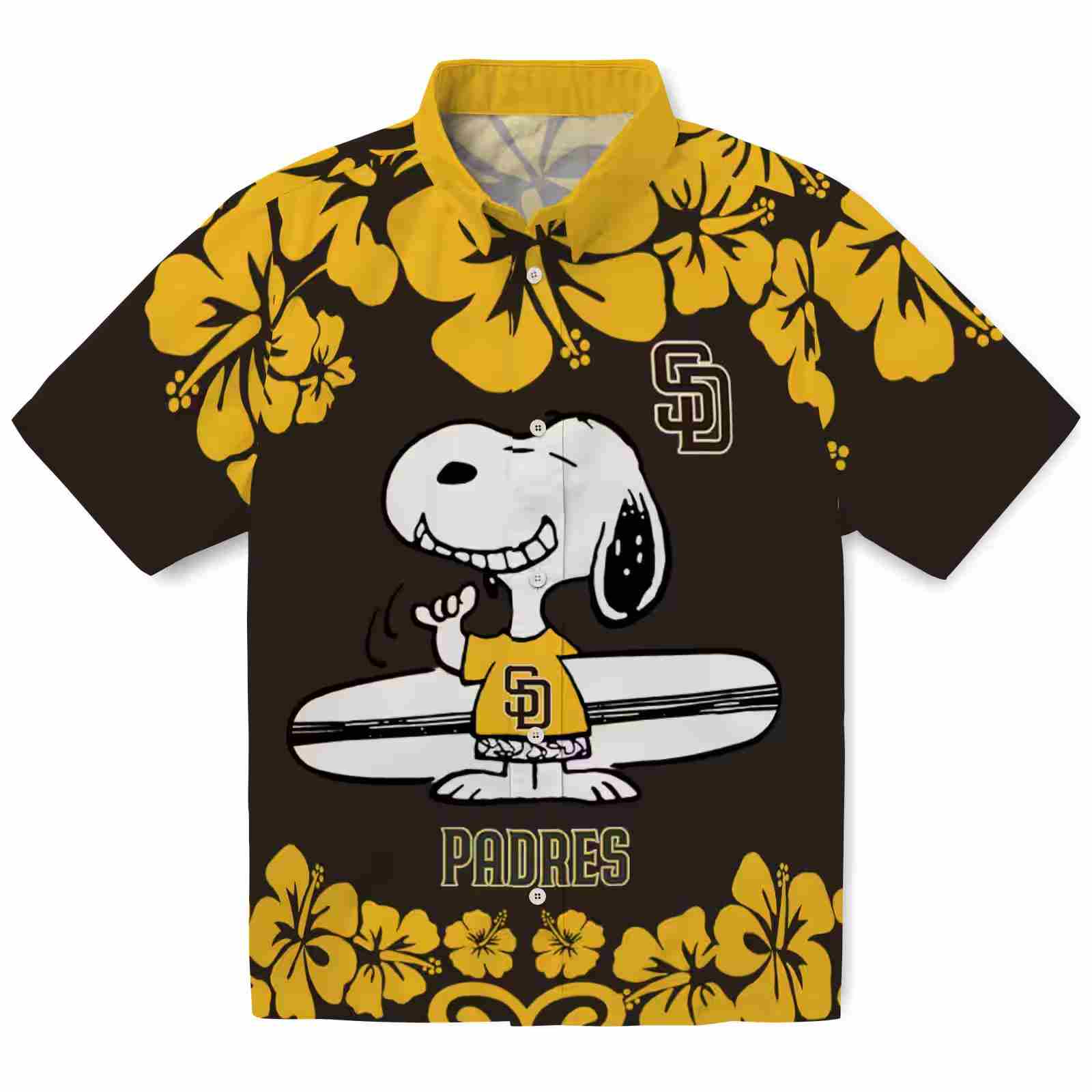 San Diego Padres Snoopy Surf Brown White Hawaiian Shirt