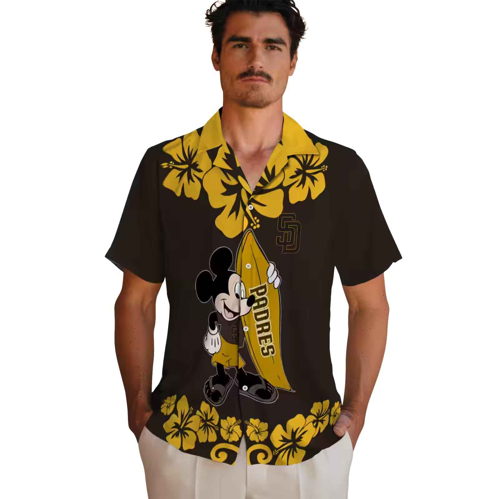 san diego padres surfing mickey brown hawaiian shirt fashion forward