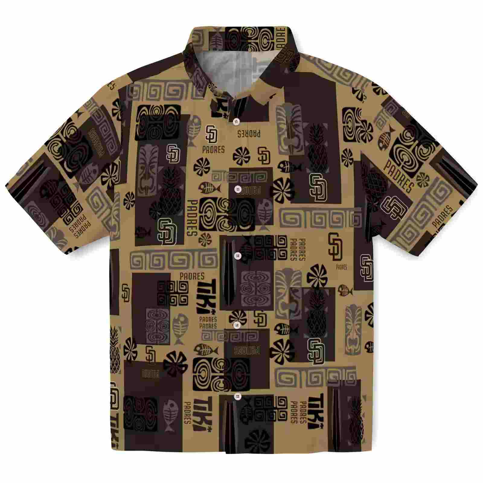 San Diego Padres Tribal Symbols Brown Hawaiian Shirt