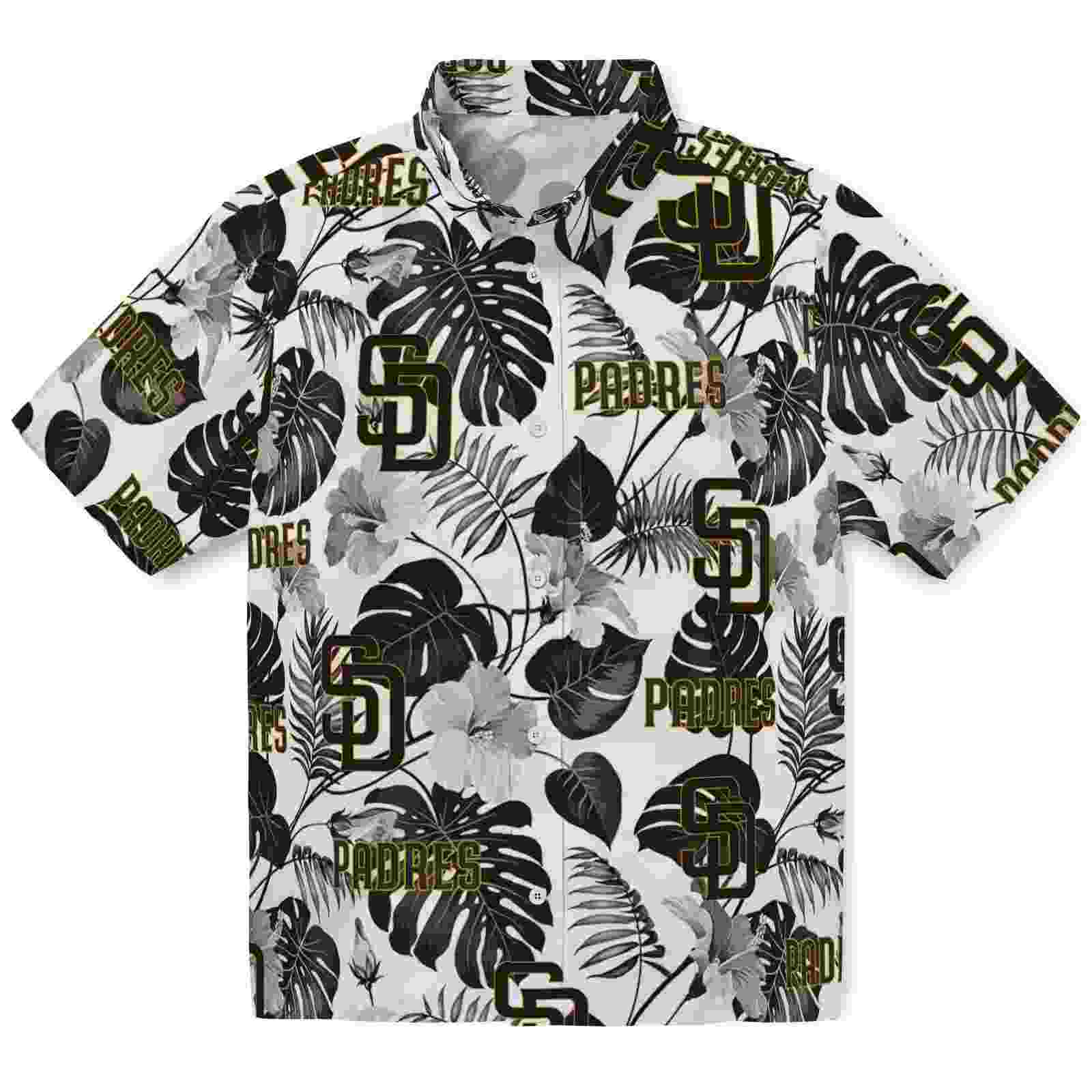 San Diego Padres Tropical Plants Brown White Hawaiian Shirt