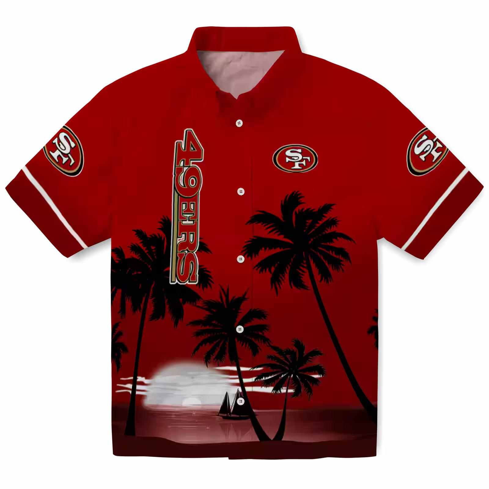 san francisco 49ers beach sunset red black hawaiian shirt best selling