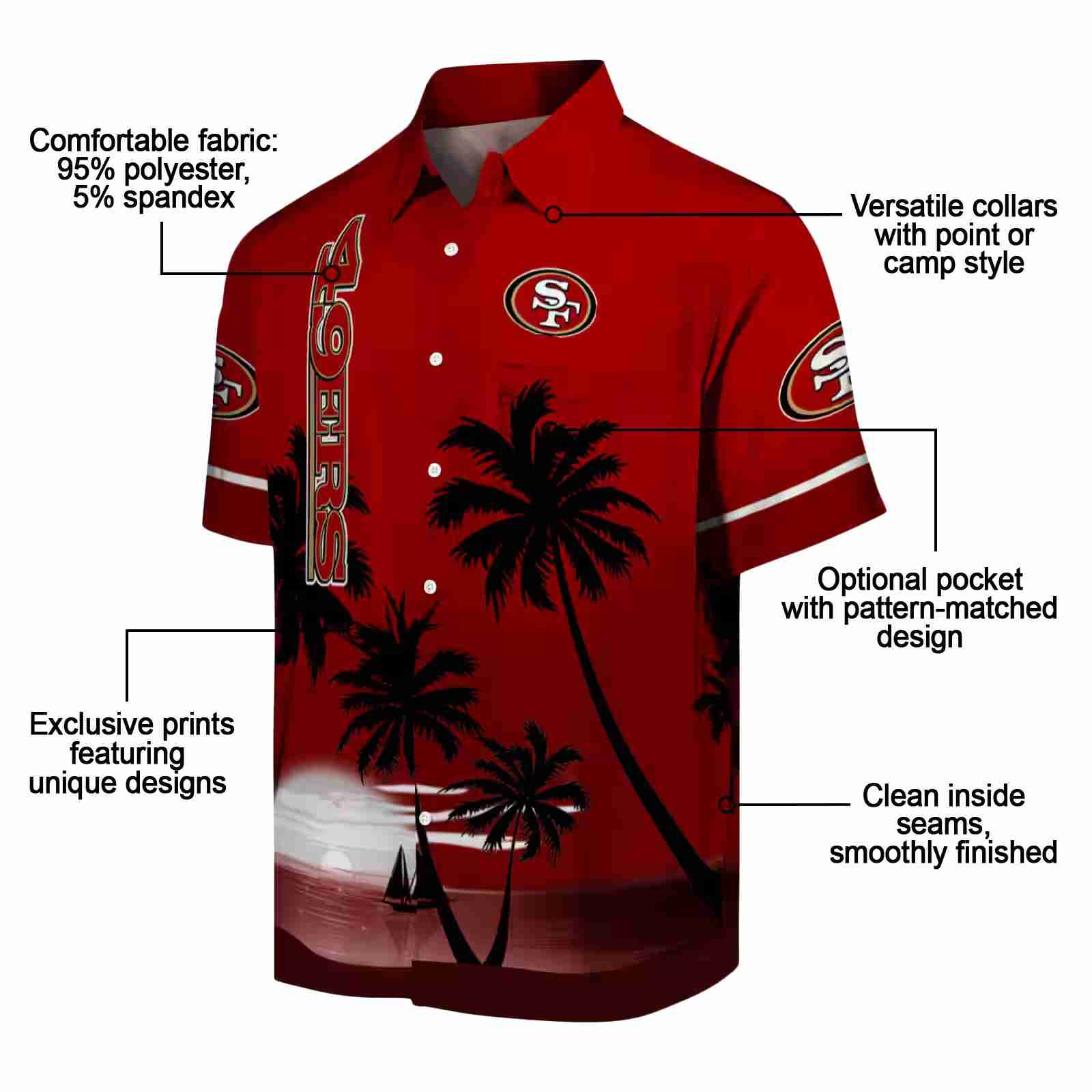 san francisco 49ers beach sunset red black hawaiian shirt new arrival