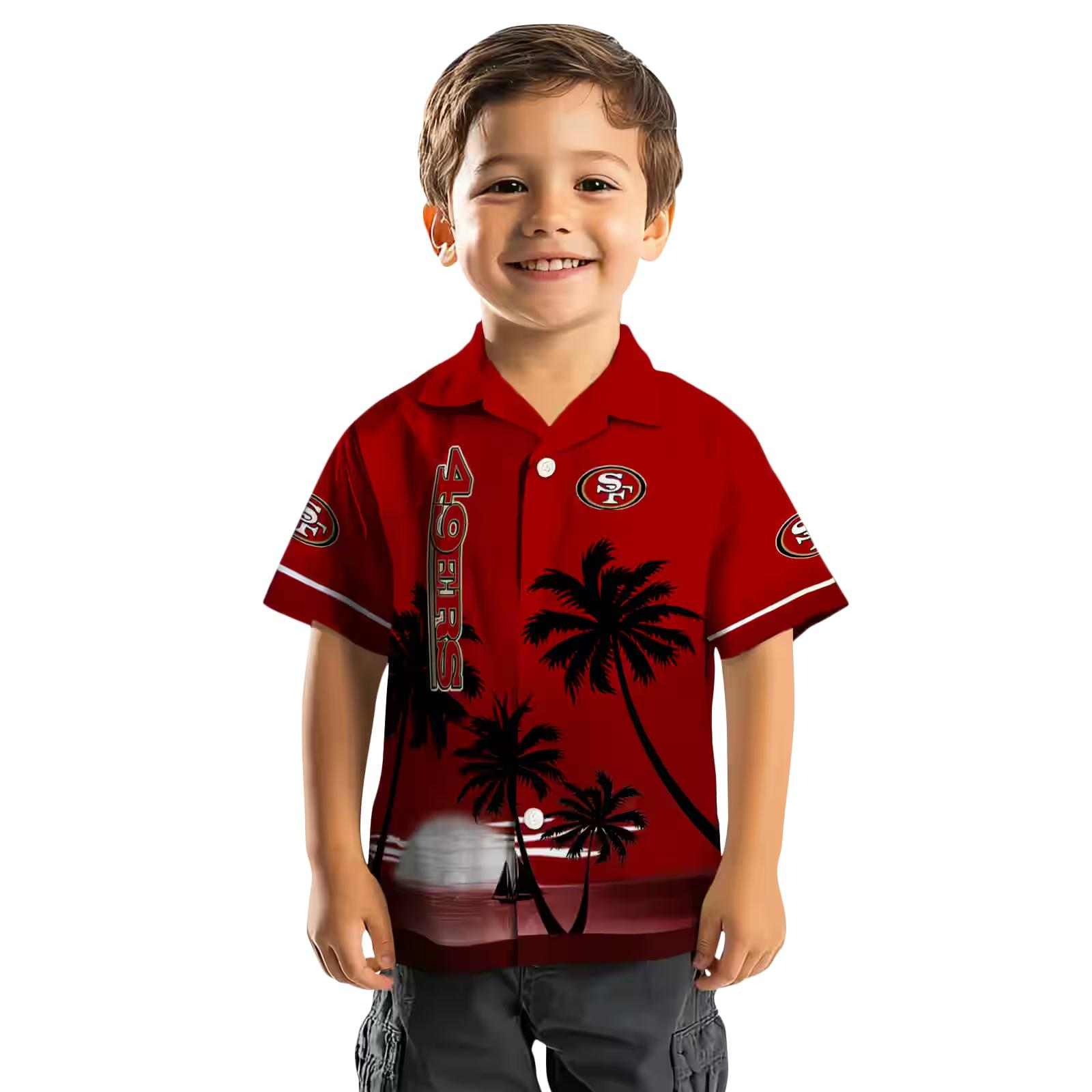 san francisco 49ers beach sunset red black hawaiian shirt top rated