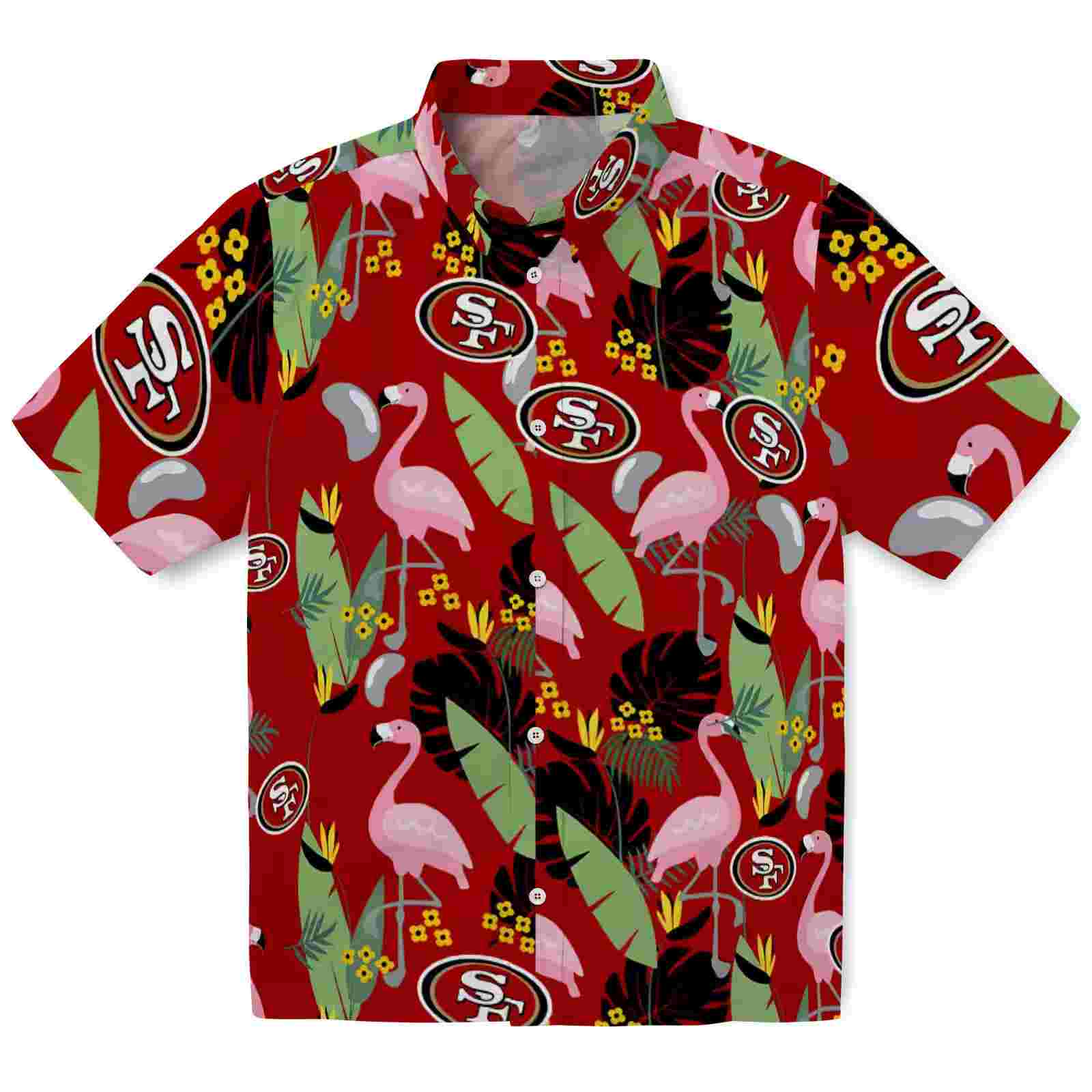 san francisco 49ers flamingo leaves red hawaiian shirt best selling