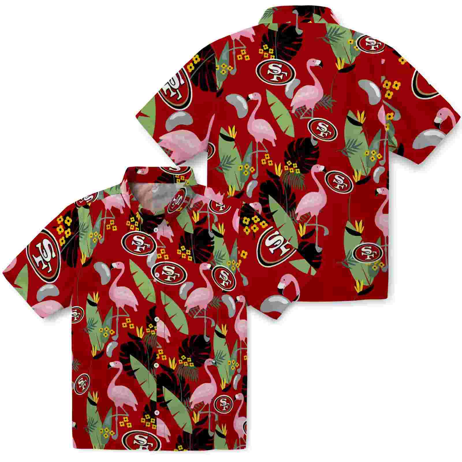 san francisco 49ers flamingo leaves red hawaiian shirt high quality