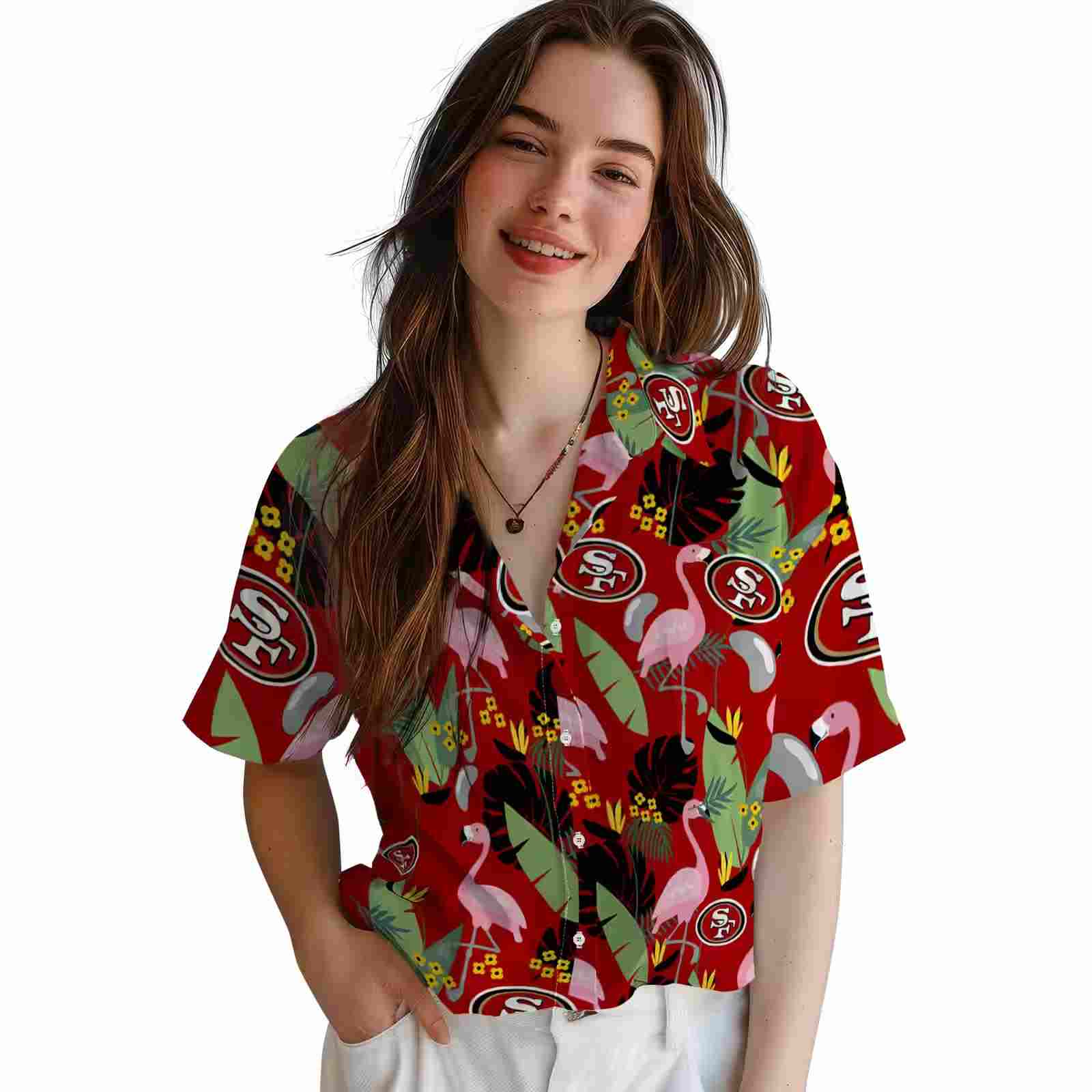 san francisco 49ers flamingo leaves red hawaiian shirt latest model