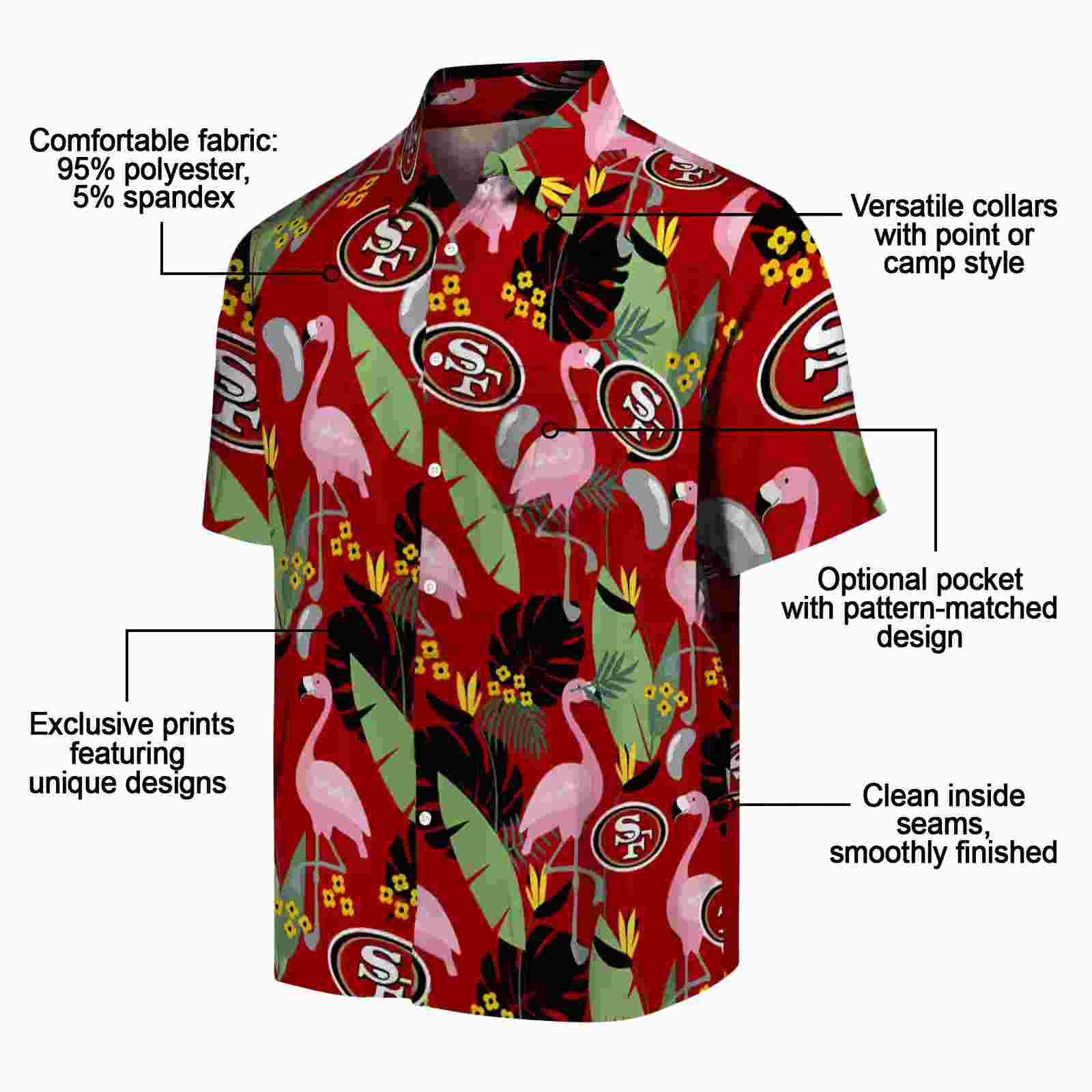 san francisco 49ers flamingo leaves red hawaiian shirt new arrival