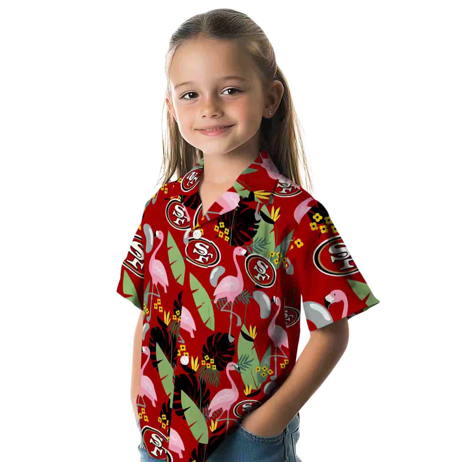 san francisco 49ers flamingo leaves red hawaiian shirt premium grade