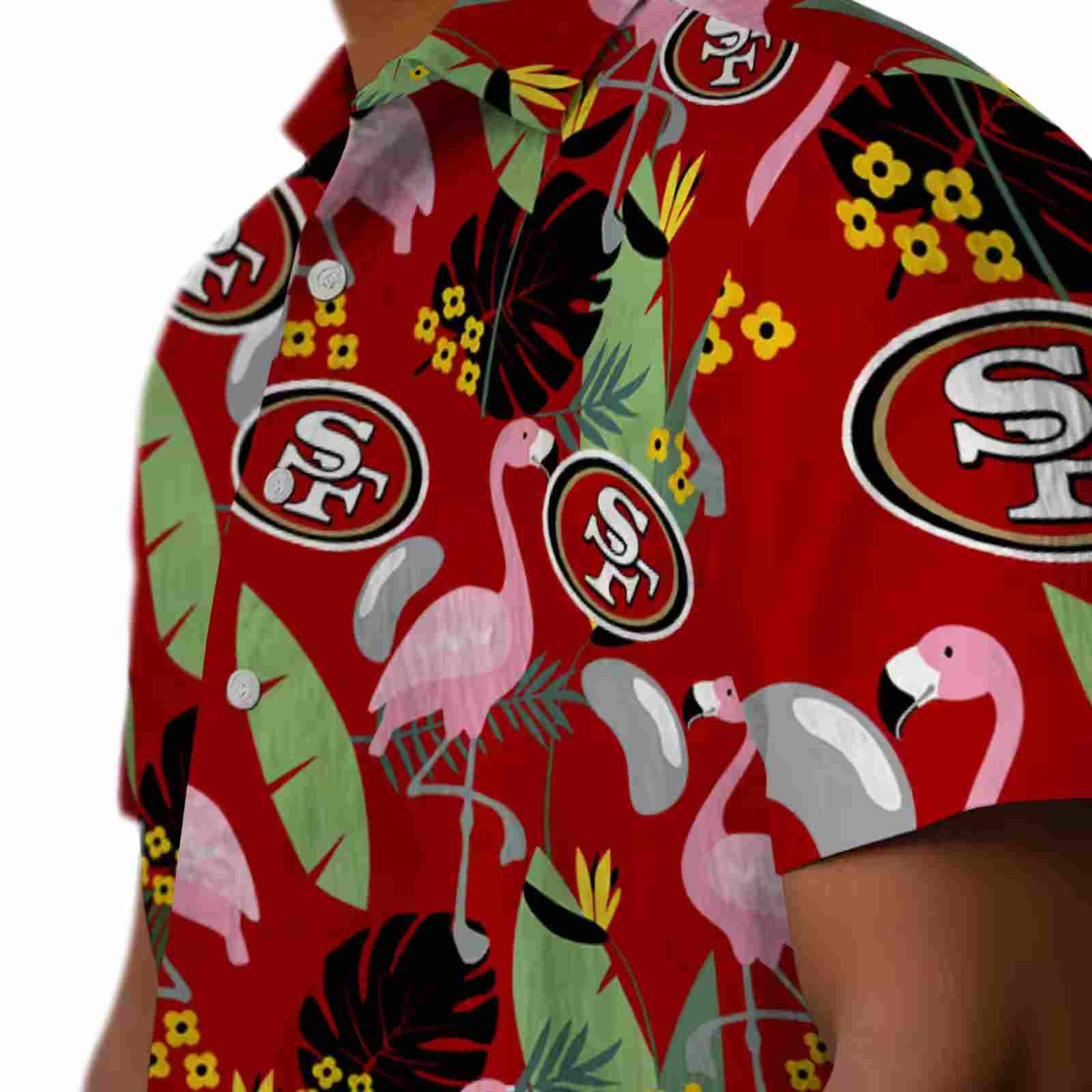 san francisco 49ers flamingo leaves red hawaiian shirt trendy