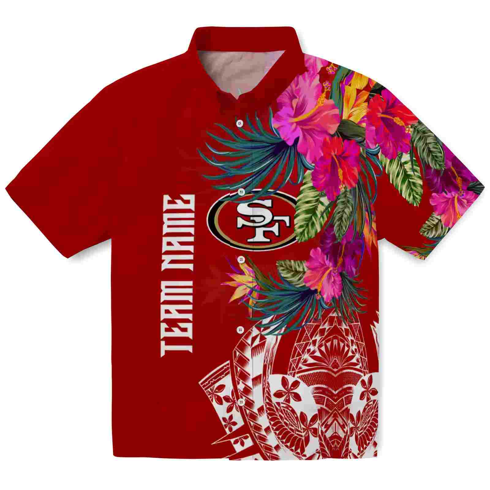 san francisco 49ers floral polynesian red hawaiian shirt best selling