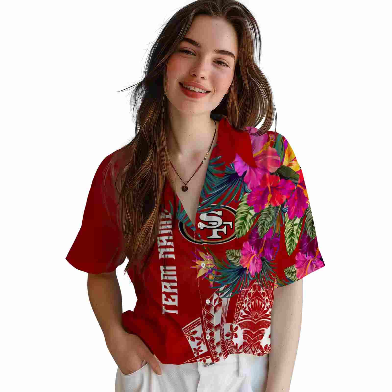 san francisco 49ers floral polynesian red hawaiian shirt latest model