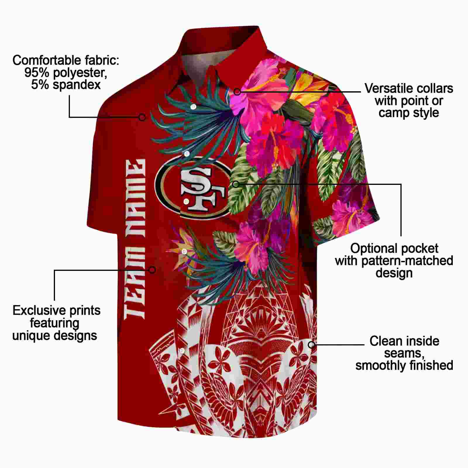 san francisco 49ers floral polynesian red hawaiian shirt new arrival