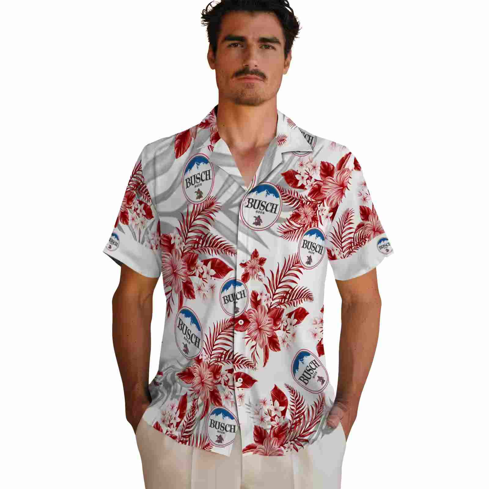 san francisco 49ers hibiscus palm leaves red white hawaiian shirt fashion forward