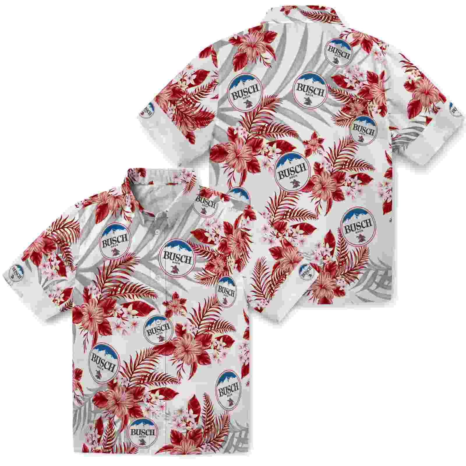 san francisco 49ers hibiscus palm leaves red white hawaiian shirt high quality